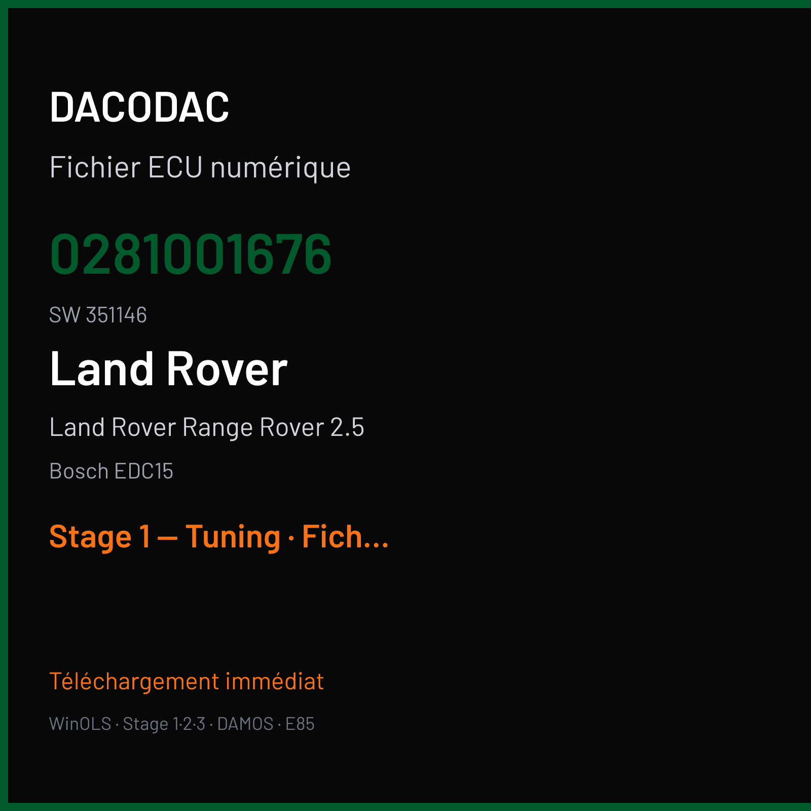 Land Rover Range Rover 2.5 — Bosch EDC15 — 0281001676 · 351146 — Stage 1 — Tuning