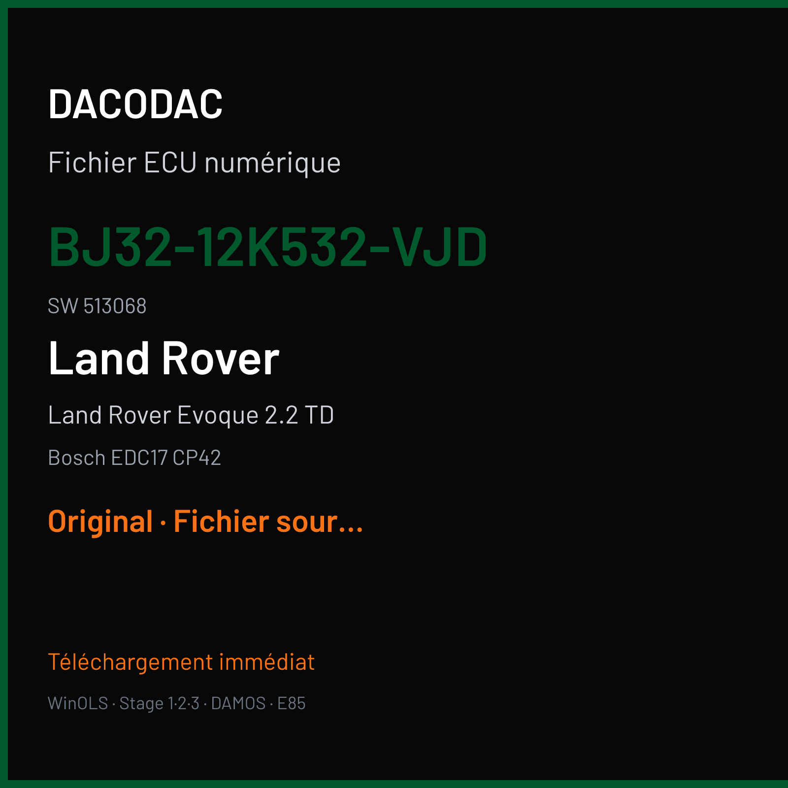 Land Rover Evoque 2.2 TD (2011) — Bosch EDC17 CP42 — BJ32-12K532-VJD · 513068 — Original