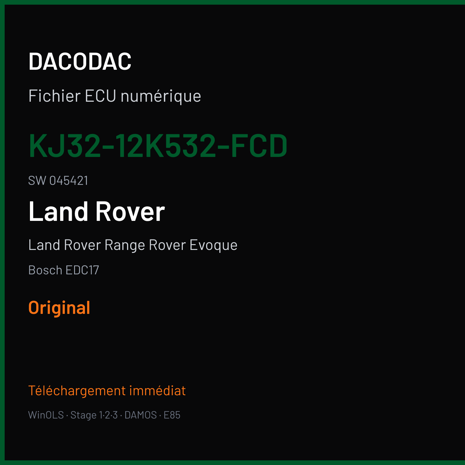 Land Rover Range Rover Evoque (2019) — Bosch EDC17 — KJ32-12K532-FCD · 045421 — Original