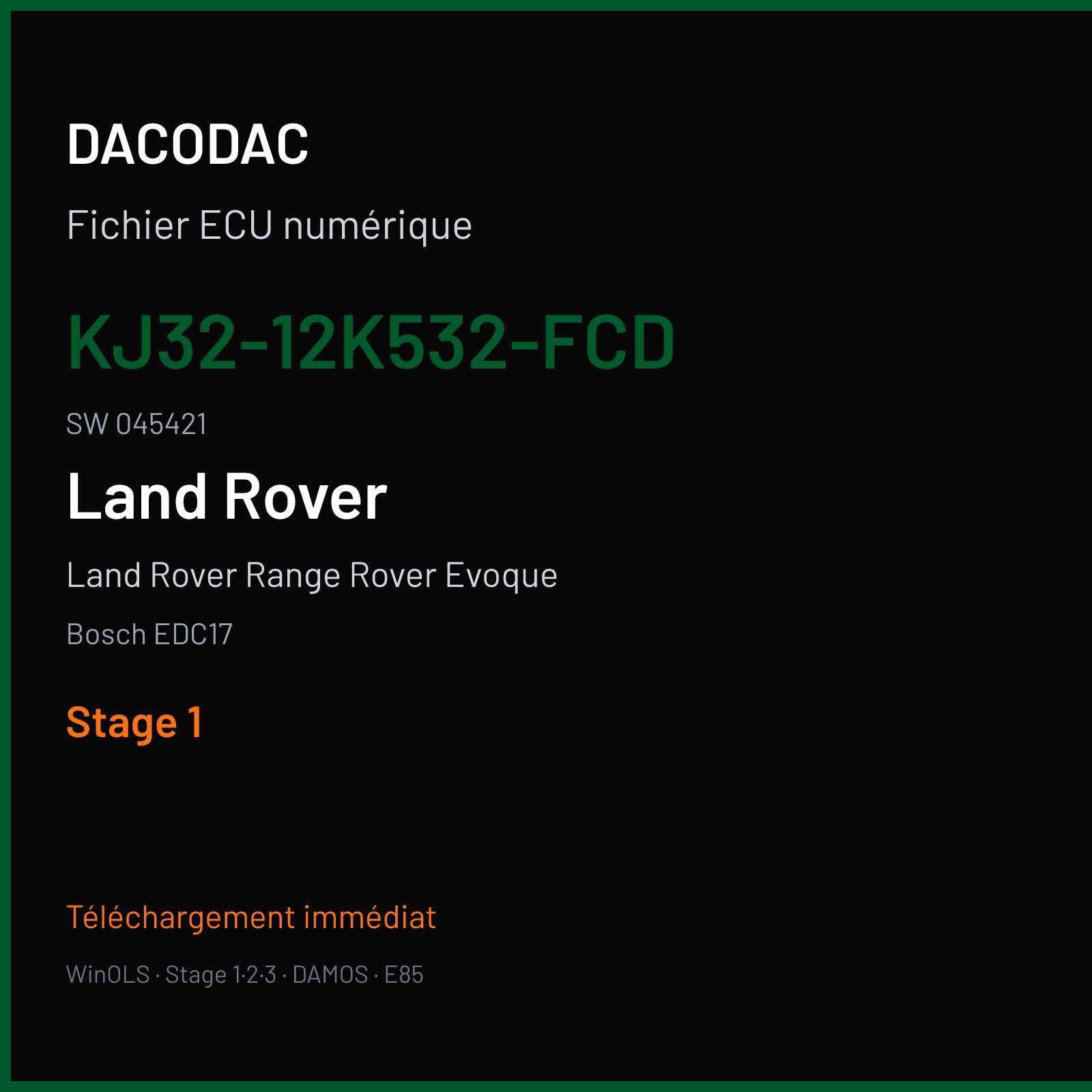Land Rover Range Rover Evoque (2019) — Bosch EDC17 — KJ32-12K532-FCD · 045421 — Stage 1
