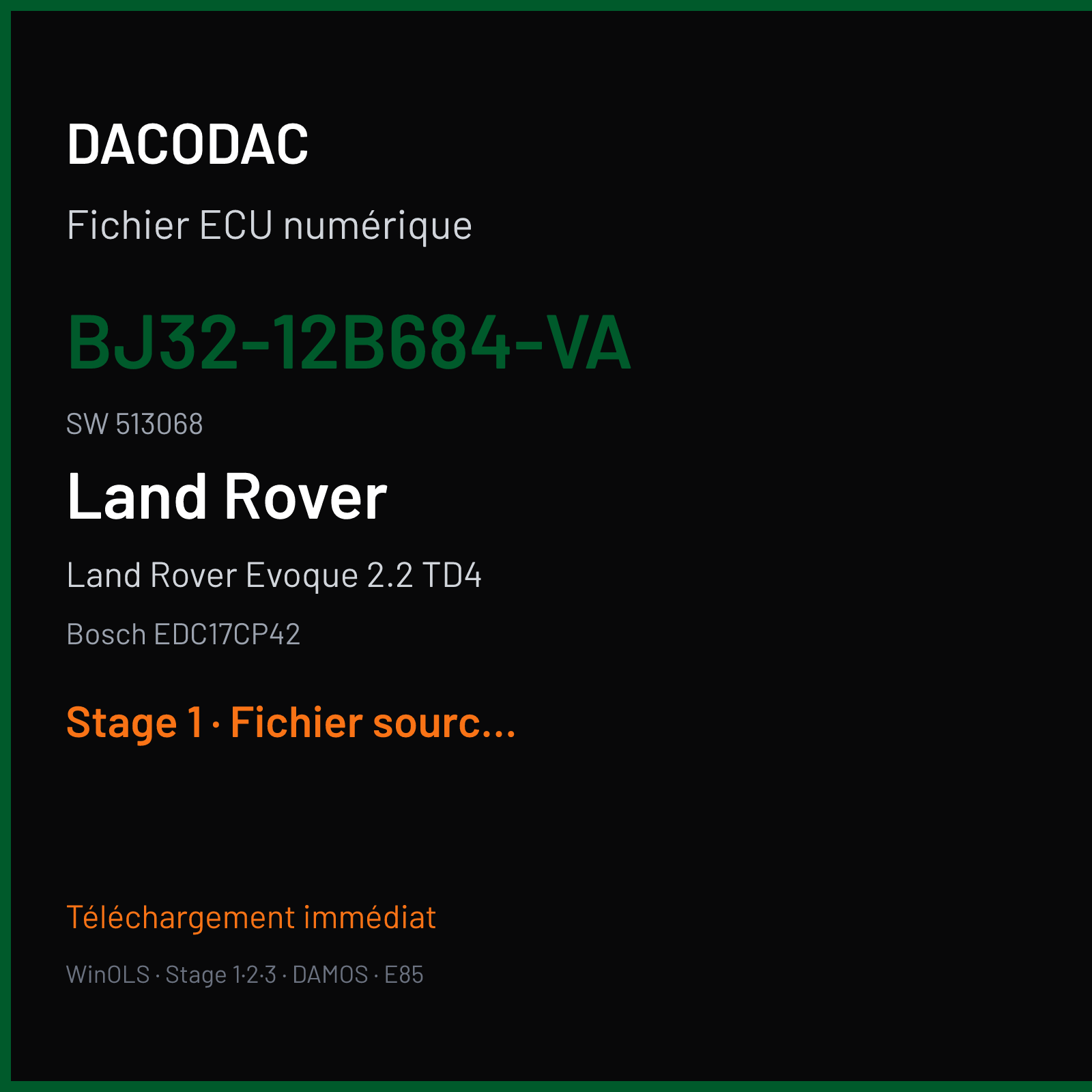 Land Rover Evoque 2.2 TD4 (2012) — Bosch EDC17CP42 — BJ32-12B684-VA · 513068 — Stage 1