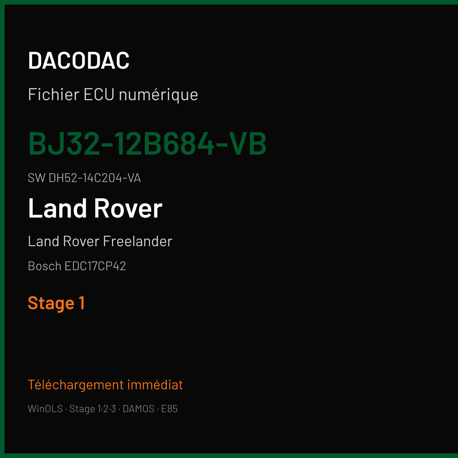 Land Rover Freelander 150 ch (2013) — Bosch EDC17CP42 — BJ32-12B684-VB · DH52-14C204-VA · 523343 — Stage 1