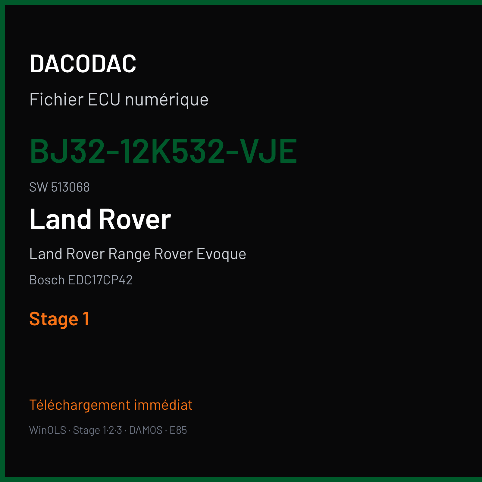 Land Rover Range Rover Evoque (2013) — Bosch EDC17CP42 — BJ32-12K532-VJE · 513068 — Stage 1