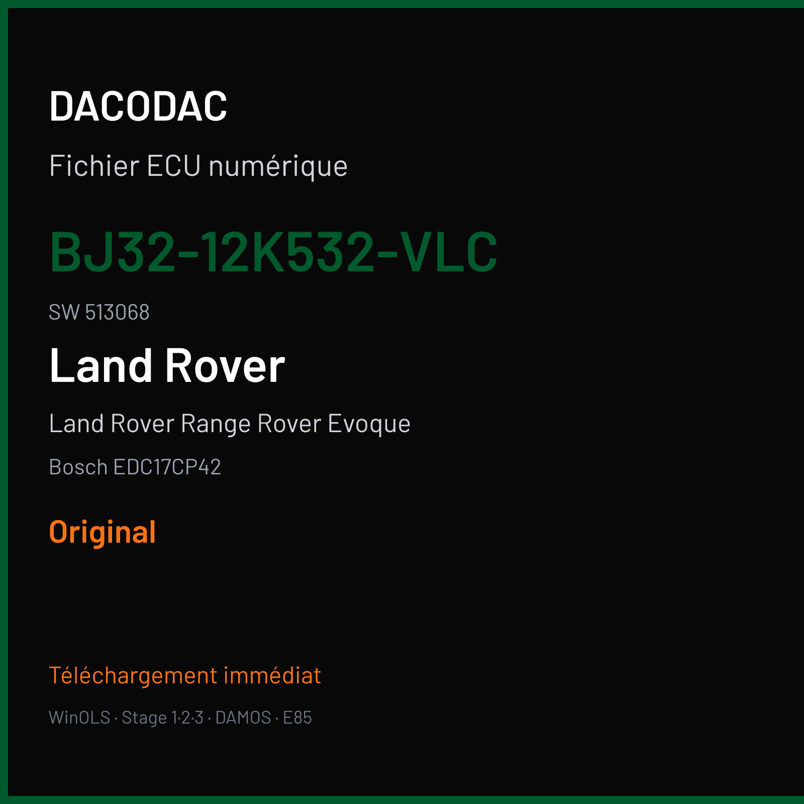 Land Rover Range Rover Evoque (2013) — Bosch EDC17CP42 — BJ32-12K532-VLC · 513068 — Original
