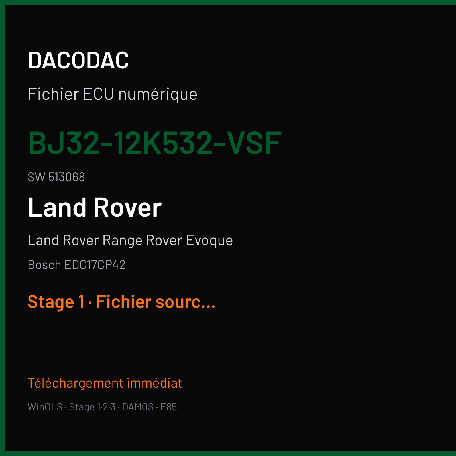 Land Rover Range Rover Evoque (2013) — Bosch EDC17CP42 — BJ32-12K532-VSF · 513068 — Stage 1