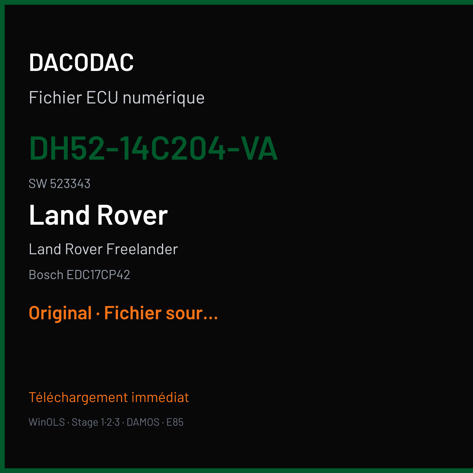 Land Rover Freelander (2013) — Bosch EDC17CP42 — DH52-14C204-VA · 523343 — Original
