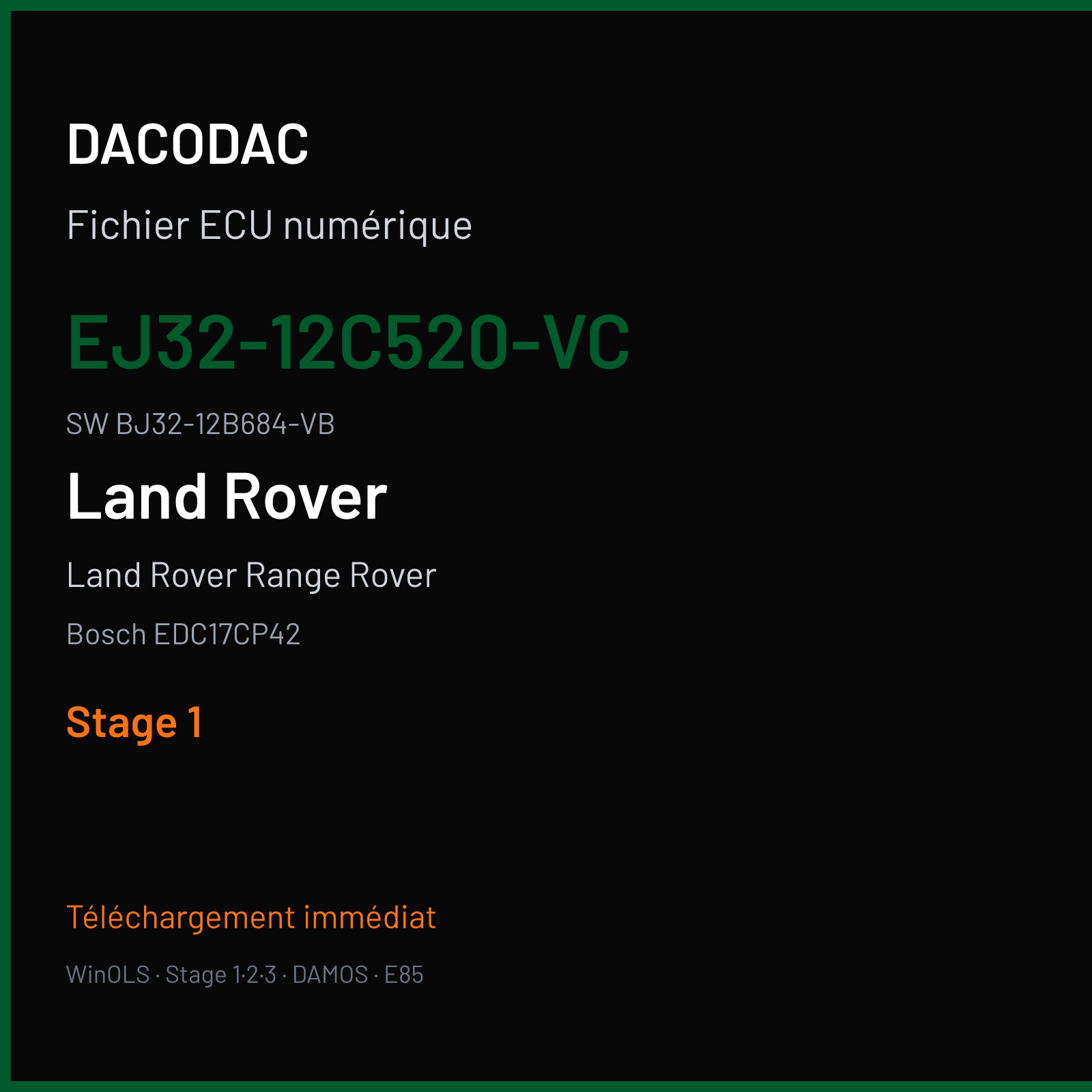 Land Rover Range Rover 150 ch — Bosch EDC17CP42 — EJ32-12C520-VC · BJ32-12B684-VB · 534642 — Stage 1