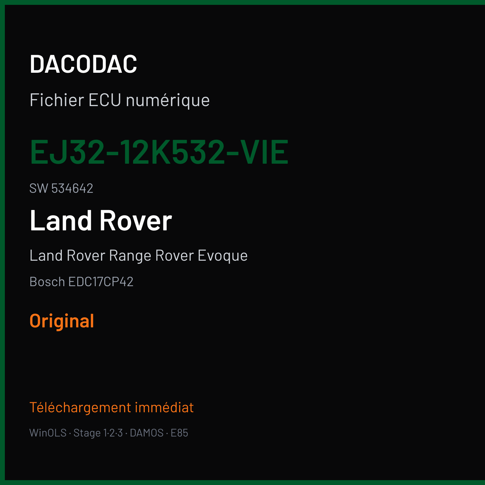 Land Rover Range Rover Evoque (2014) — Bosch EDC17CP42 — EJ32-12K532-VIE · 534642 — Original