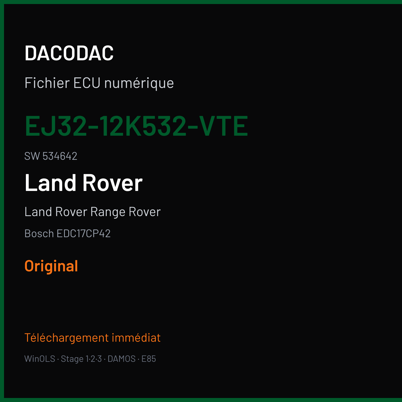 Land Rover Range Rover (2015) — Bosch EDC17CP42 — EJ32-12K532-VTE · 534642 — Original