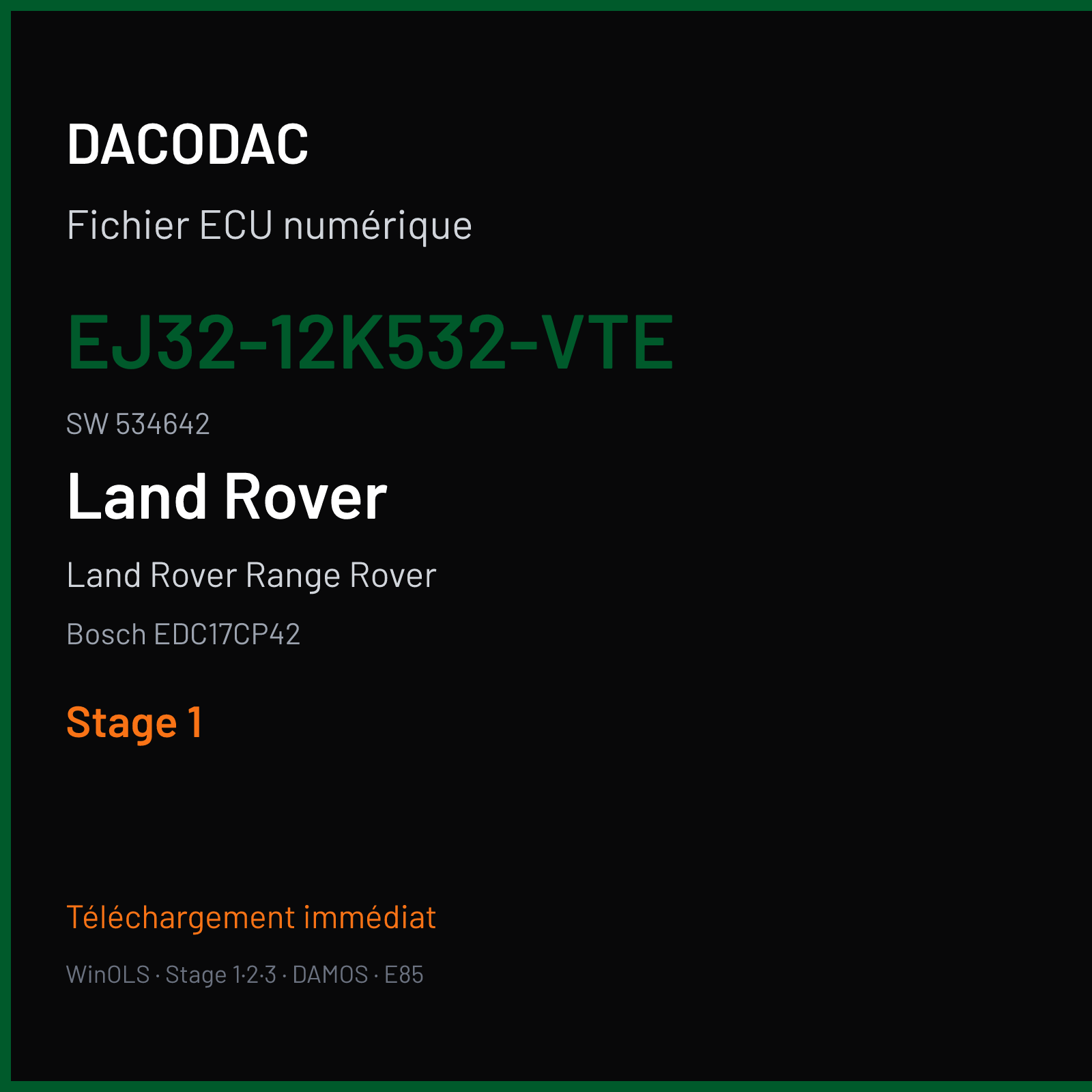Land Rover Range Rover (2015) — Bosch EDC17CP42 — EJ32-12K532-VTE · 534642 — Stage 1