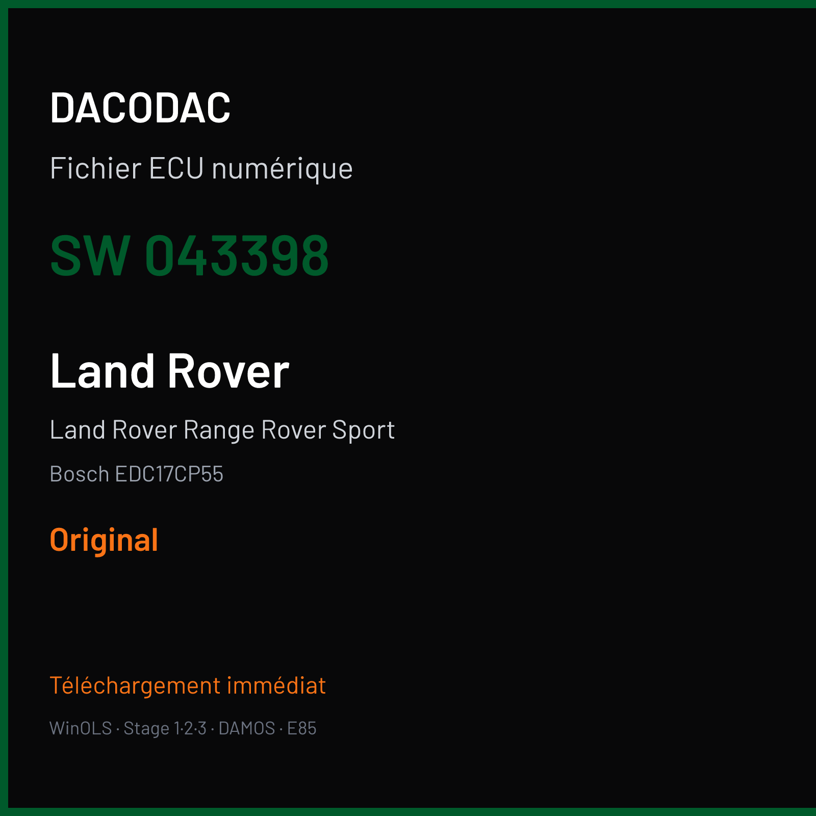 Land Rover Range Rover Sport (2018) — Bosch EDC17CP55 — 043398 — Original