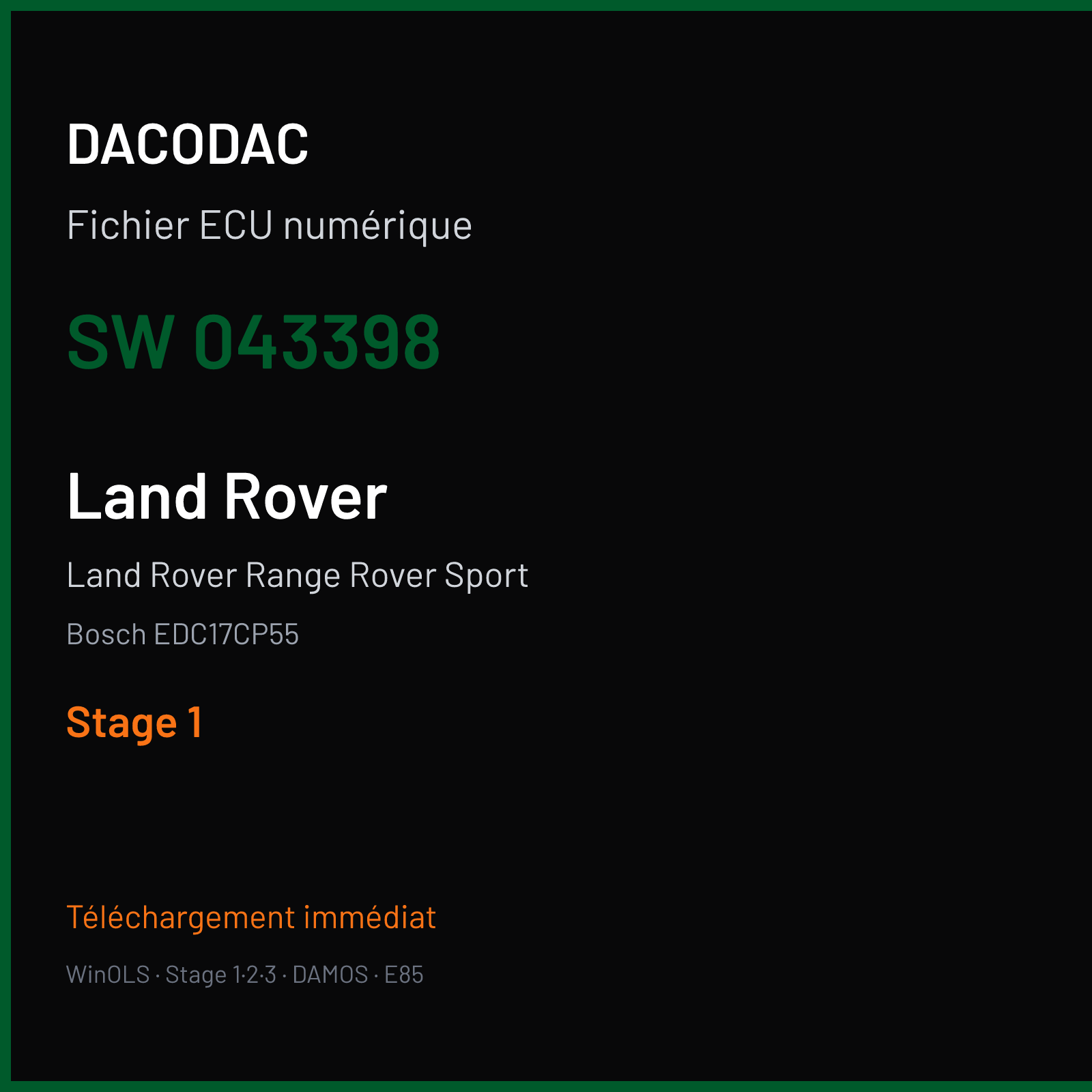 Land Rover Range Rover Sport (2018) — Bosch EDC17CP55 — 043398 — Stage 1