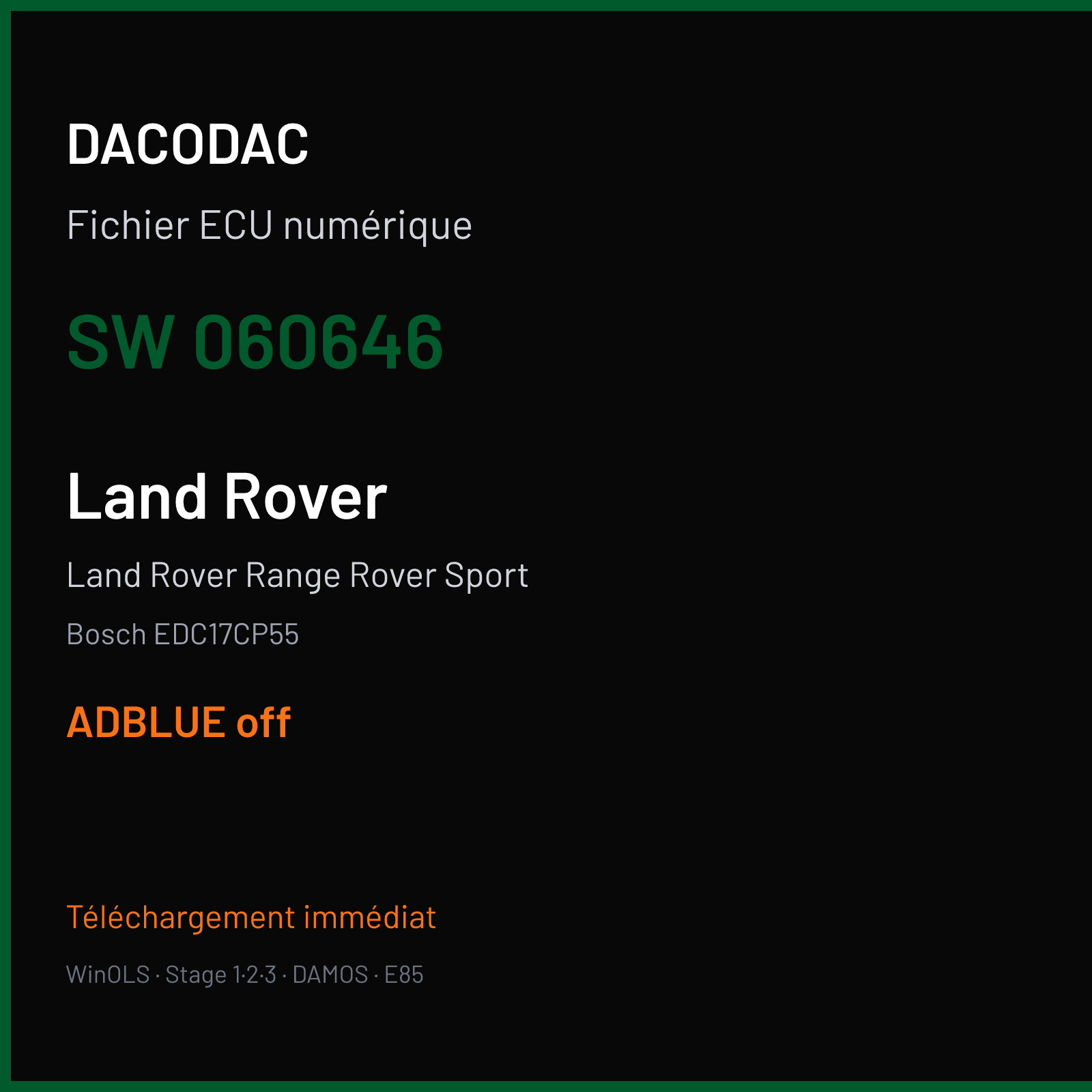 Land Rover Range Rover Sport (2020) — Bosch EDC17CP55 — 060646 — ADBLUE off
