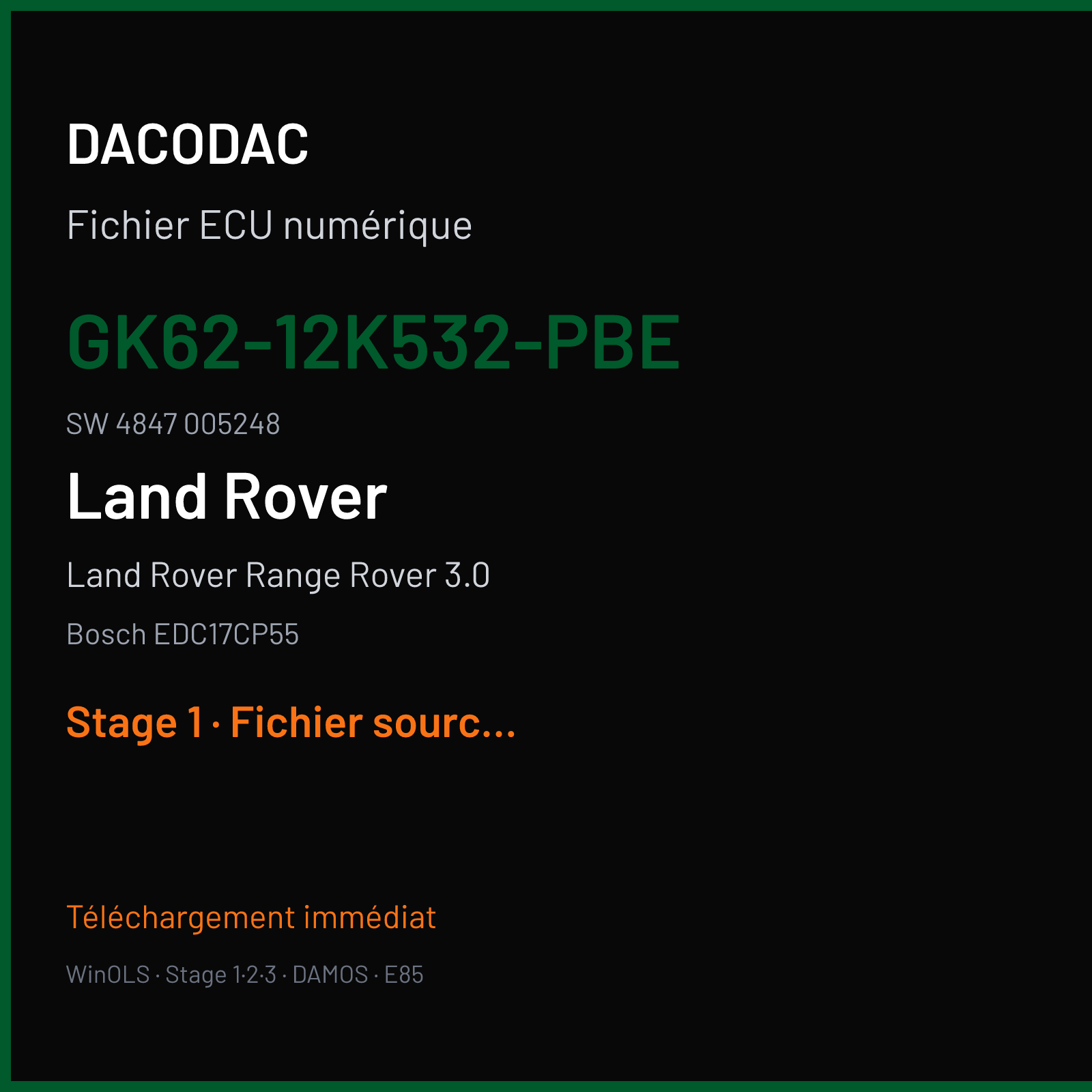 Land Rover Range Rover 3.0 (2015) — Bosch EDC17CP55 — GK62-12K532-PBE · 4847 005248 — Stage 1