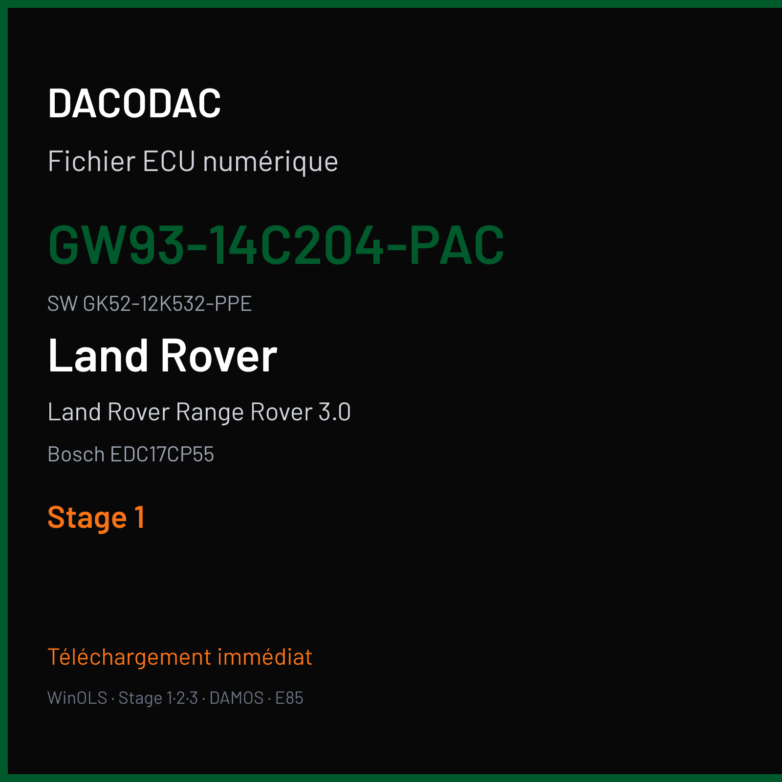 Land Rover Range Rover 3.0 258 ch (2015) — Bosch EDC17CP55 — GW93-14C204-PAC · GK52-12K532-PPE · 4841 005234 — Stage 1