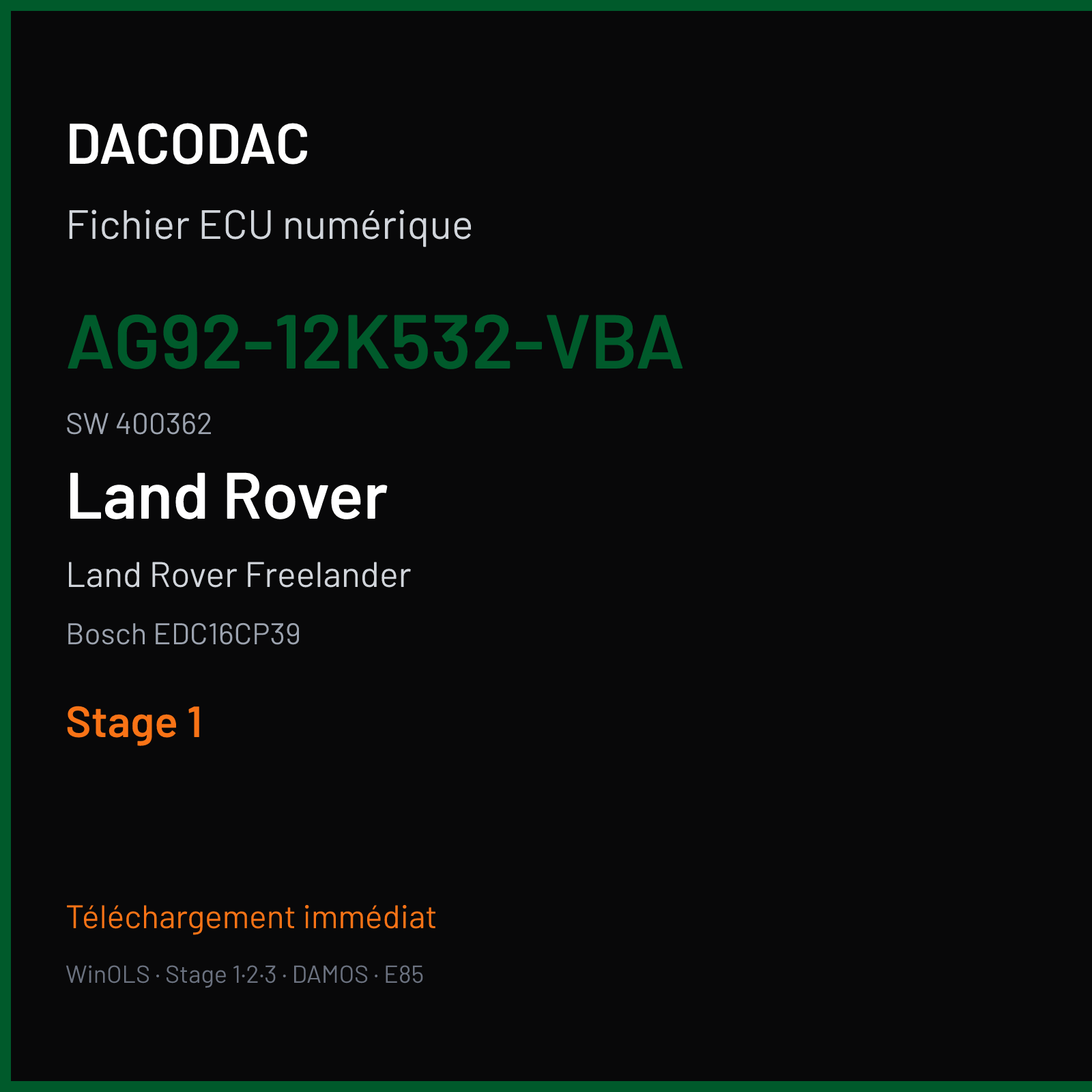 Land Rover Freelander (2009) — Bosch EDC16CP39 — AG92-12K532-VBA · 400362 — Stage 1