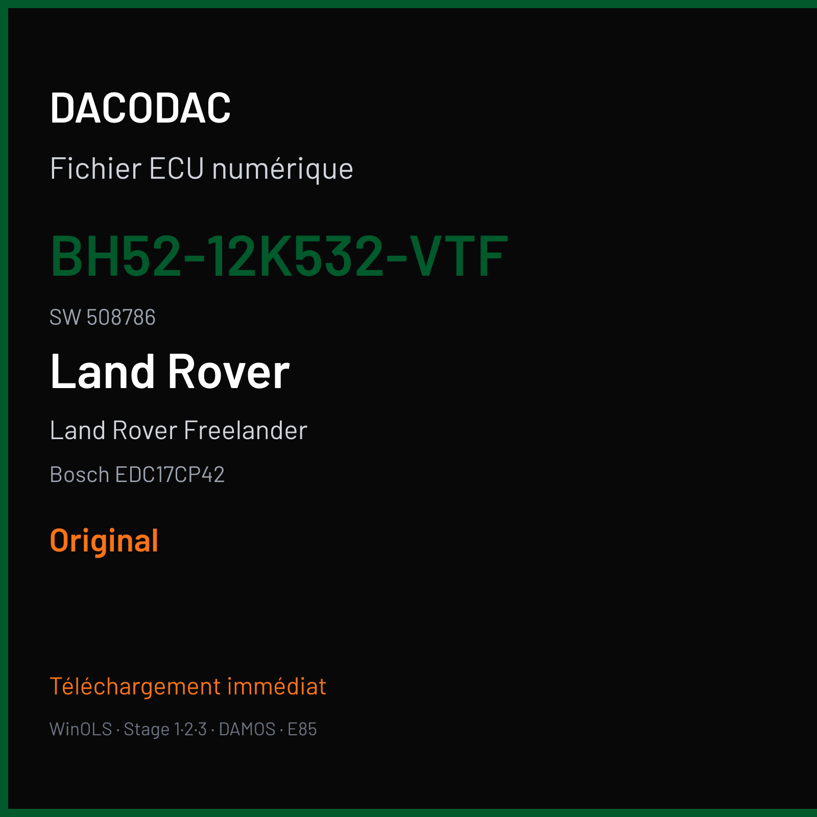 Land Rover Freelander (2010) — Bosch EDC17CP42 — BH52-12K532-VTF · 508786 — Original