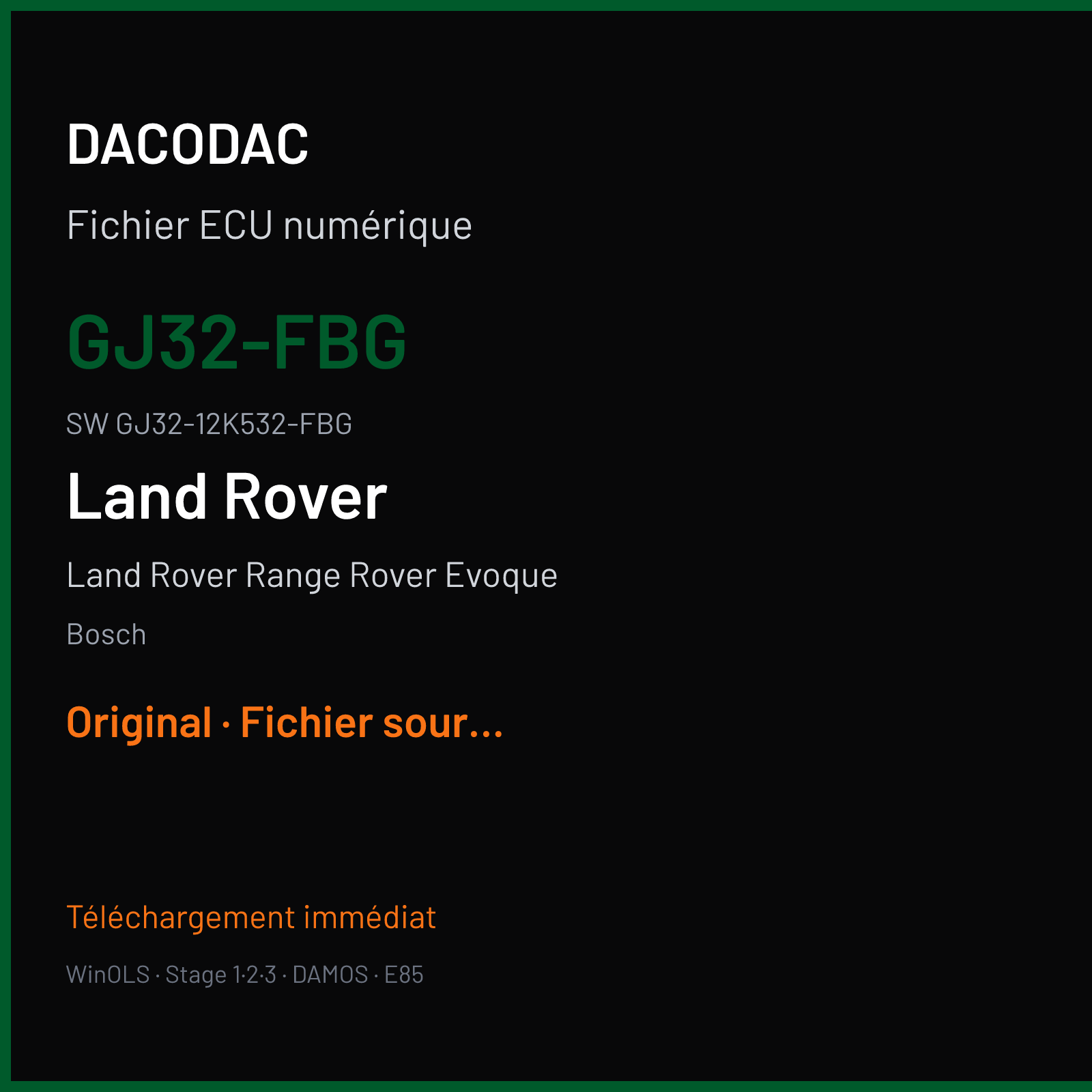 Land Rover Range Rover Evoque 150 ch (2018) — Bosch — GJ32-FBG · GJ32-12K532-FBG · 025549 MEDC17 9 — Original