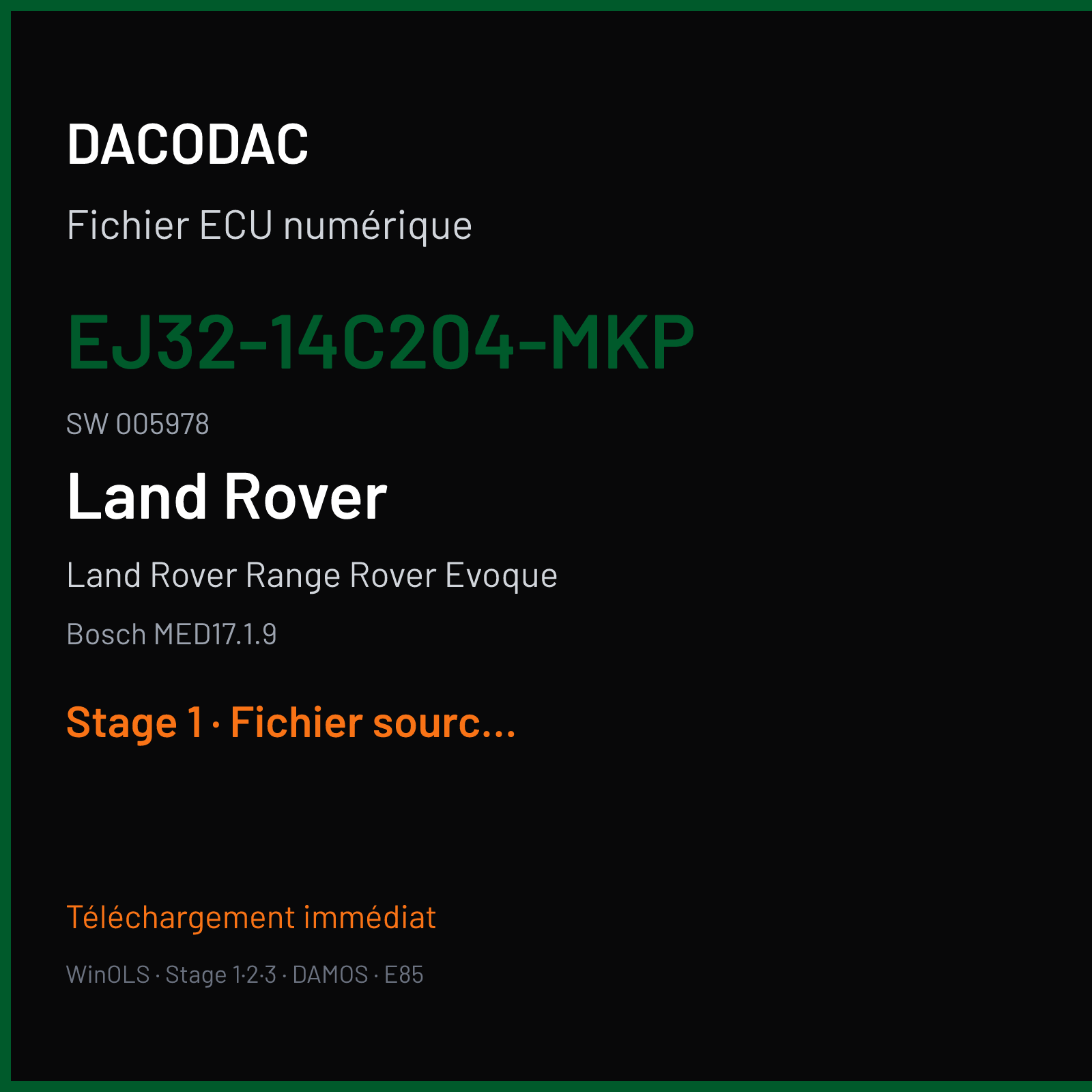 Land Rover Range Rover Evoque — Bosch MED17.1.9 — EJ32-14C204-MKP · 005978 — Stage 1