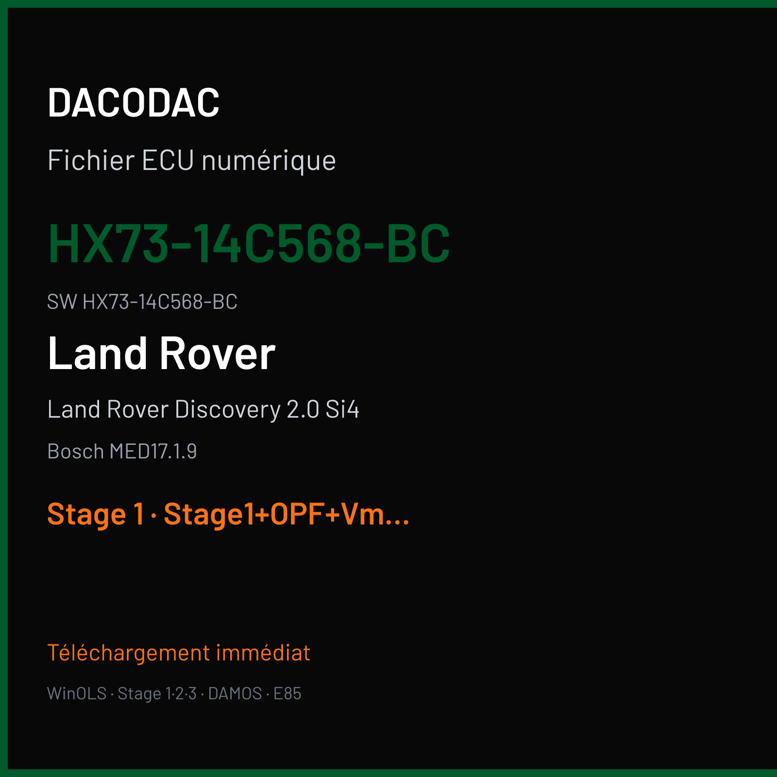 Land Rover Discovery 2.0 Si4 (2018) — Bosch MED17.1.9 — HX73-14C568-BC · HX73-14C568-BC — Stage 1