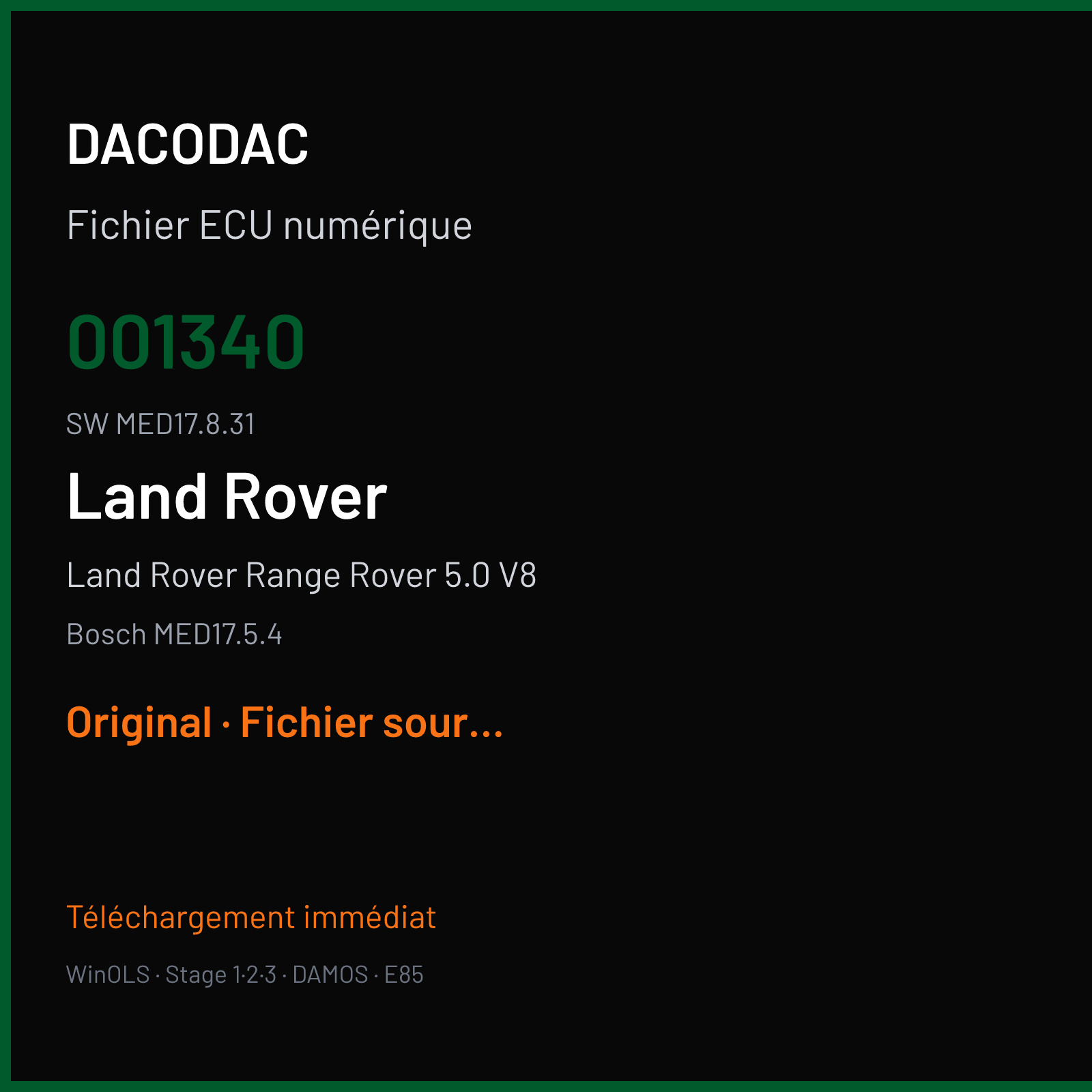 Land Rover Range Rover 5.0 V8 — Bosch MED17.5.4 — 001340 · MED17.8.31 — Original