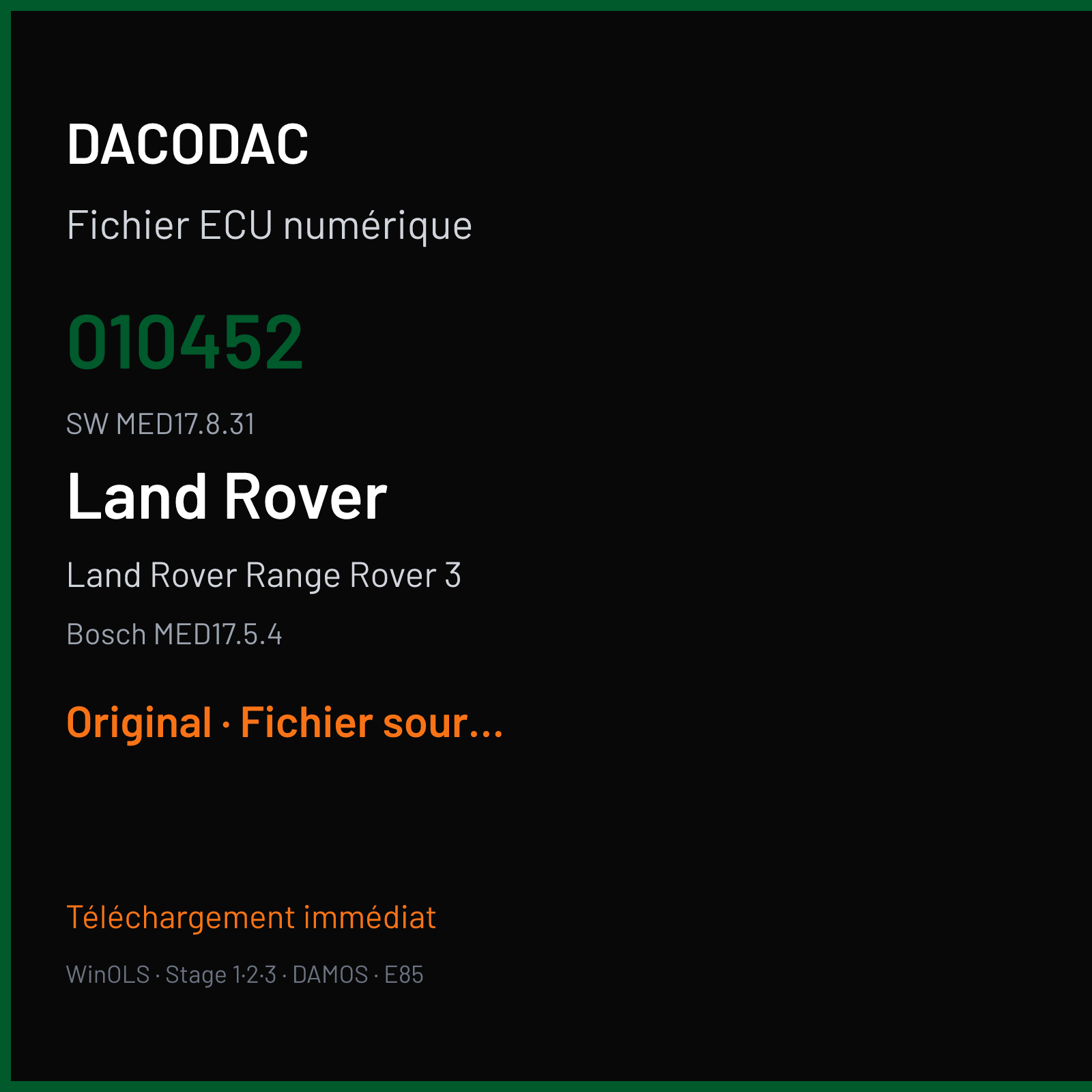 Land Rover Range Rover 3 (2017) — Bosch MED17.5.4 — 010452 · MED17.8.31 — Original