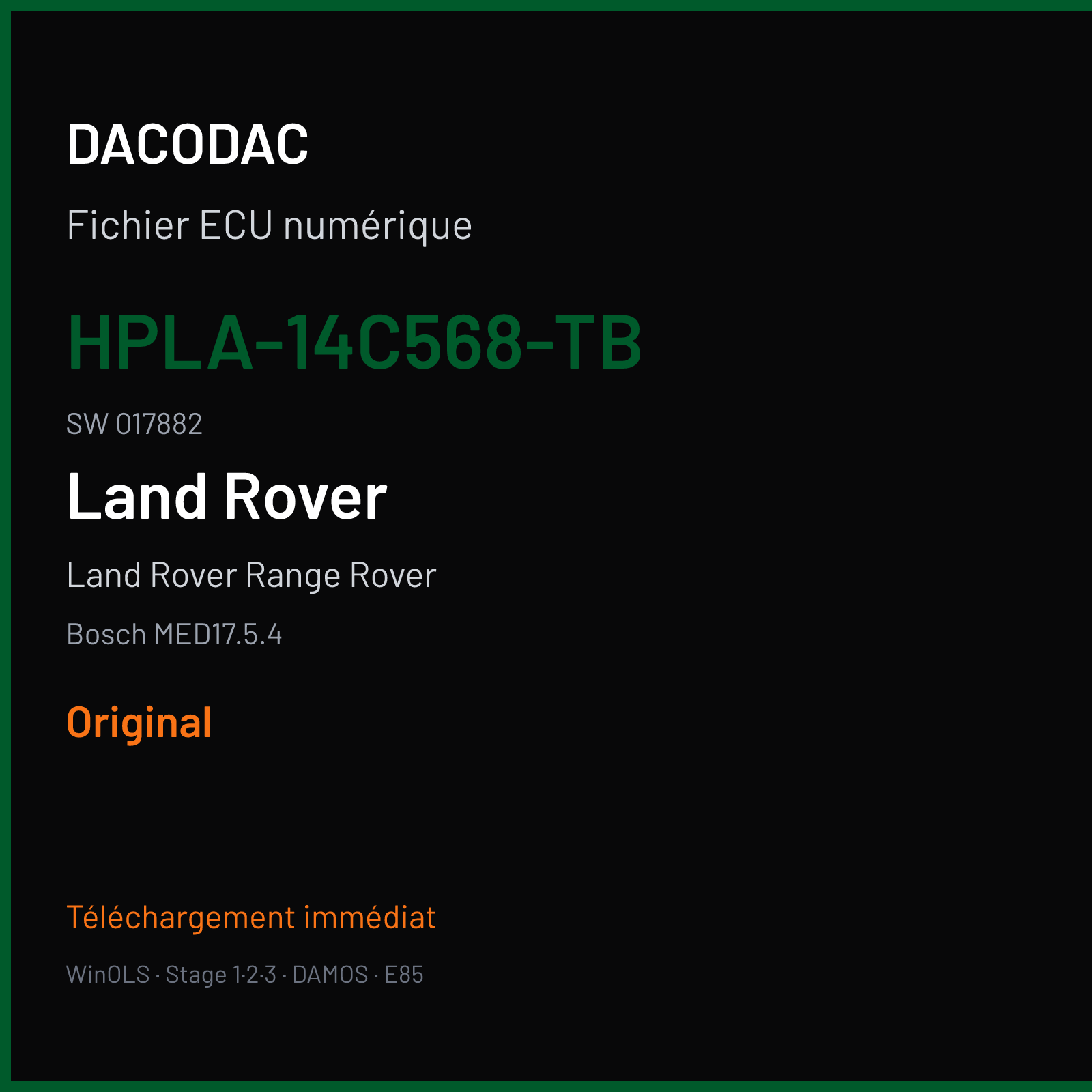 Land Rover Range Rover (2017) — Bosch MED17.5.4 — HPLA-14C568-TB · 017882 — Original
