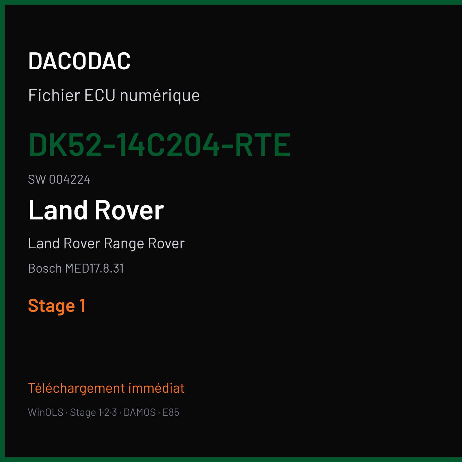 Land Rover Range Rover (2014) — Bosch MED17.8.31 — DK52-14C204-RTE · 004224 — Stage 1