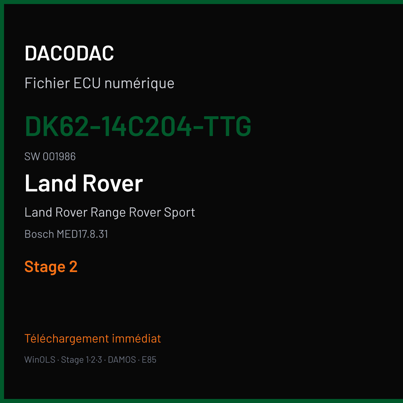 Land Rover Range Rover Sport (2014) — Bosch MED17.8.31 — DK62-14C204-TTG · 001986 — Stage 2