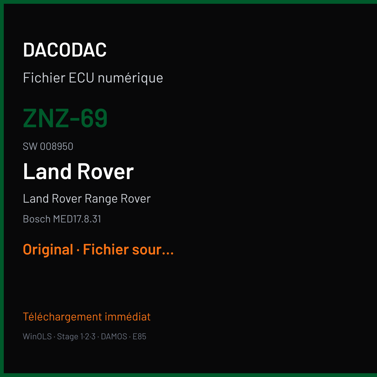 Land Rover Range Rover (2015) — Bosch MED17.8.31 — ZNZ-69 · 008950 — Original