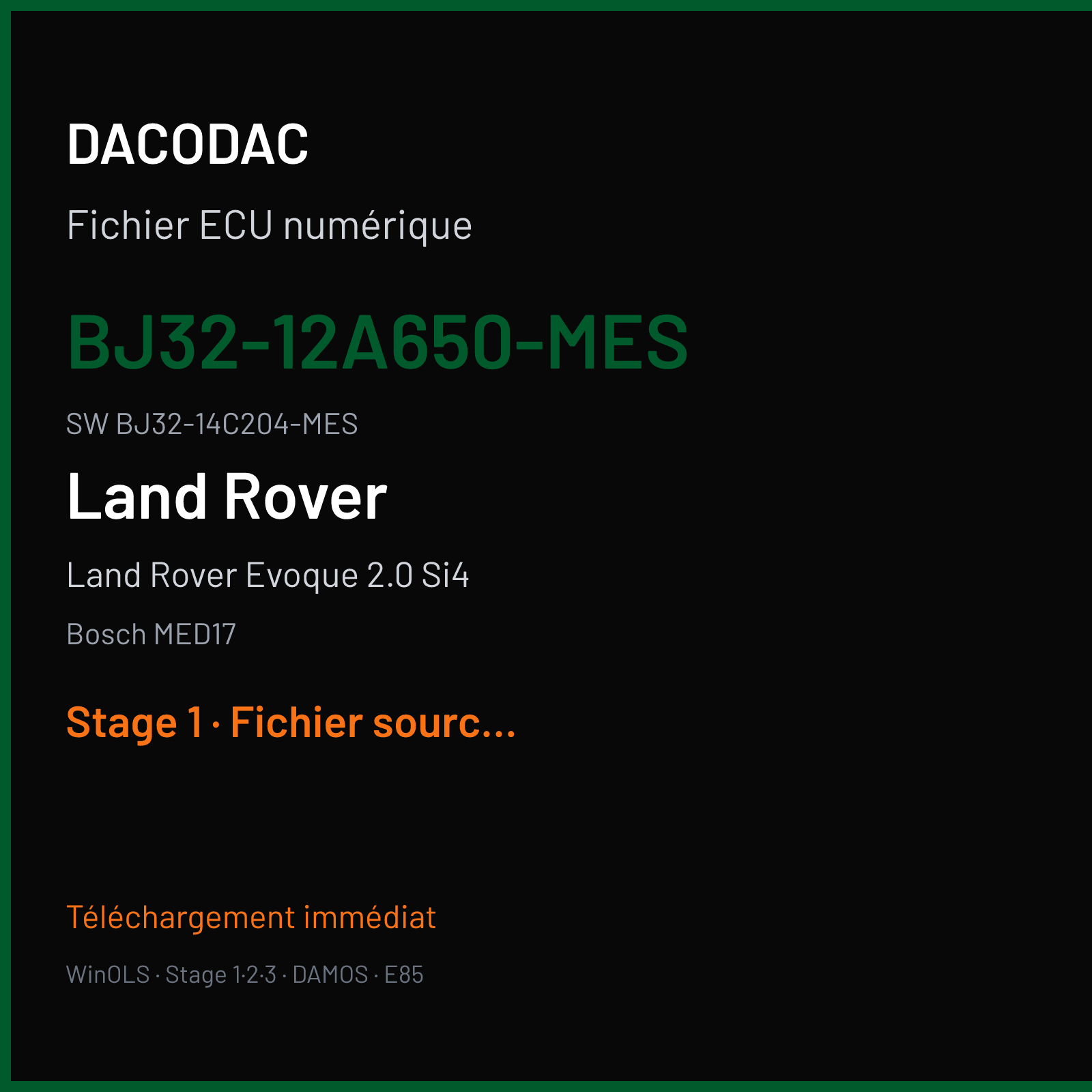 Land Rover Evoque 2.0 Si4 240 ch (2013) — Bosch MED17 — BJ32-12A650-MES · BJ32-14C204-MES · 535617 — Stage 1