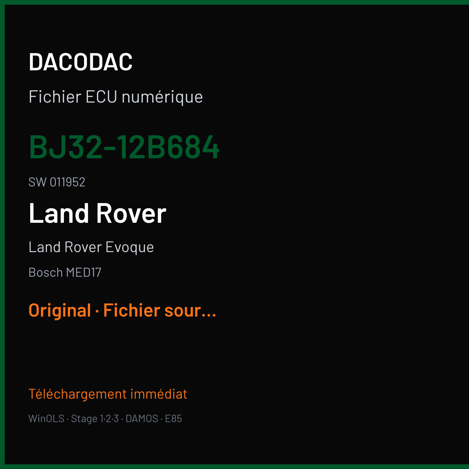 Land Rover Evoque (2013) — Bosch MED17 — BJ32-12B684 · 011952 — Original