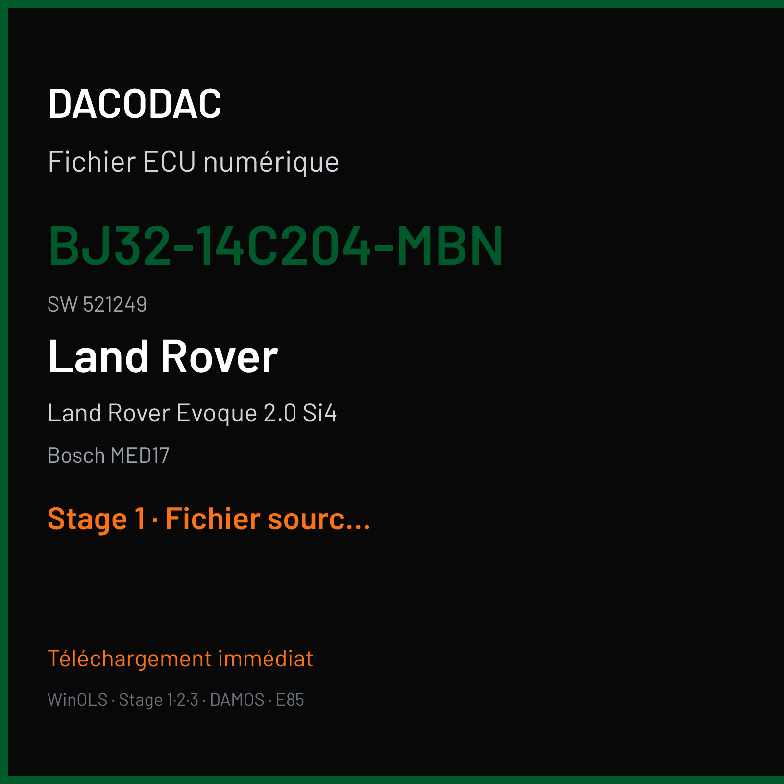 Land Rover Evoque 2.0 Si4 (2011) — Bosch MED17 — BJ32-14C204-MBN · 521249 — Stage 1