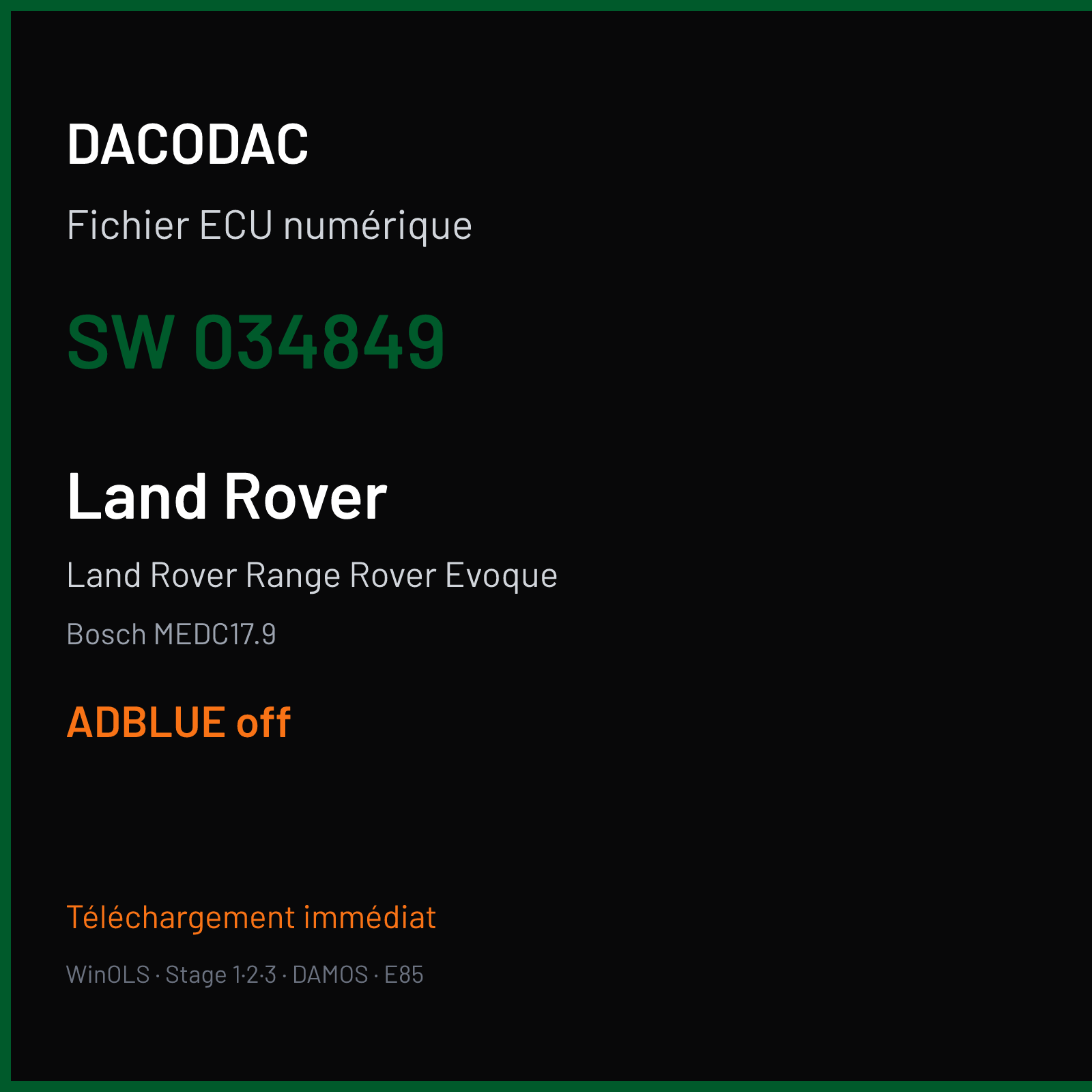 Land Rover Range Rover Evoque (2015) — Bosch MEDC17.9 — 034849 — ADBLUE off