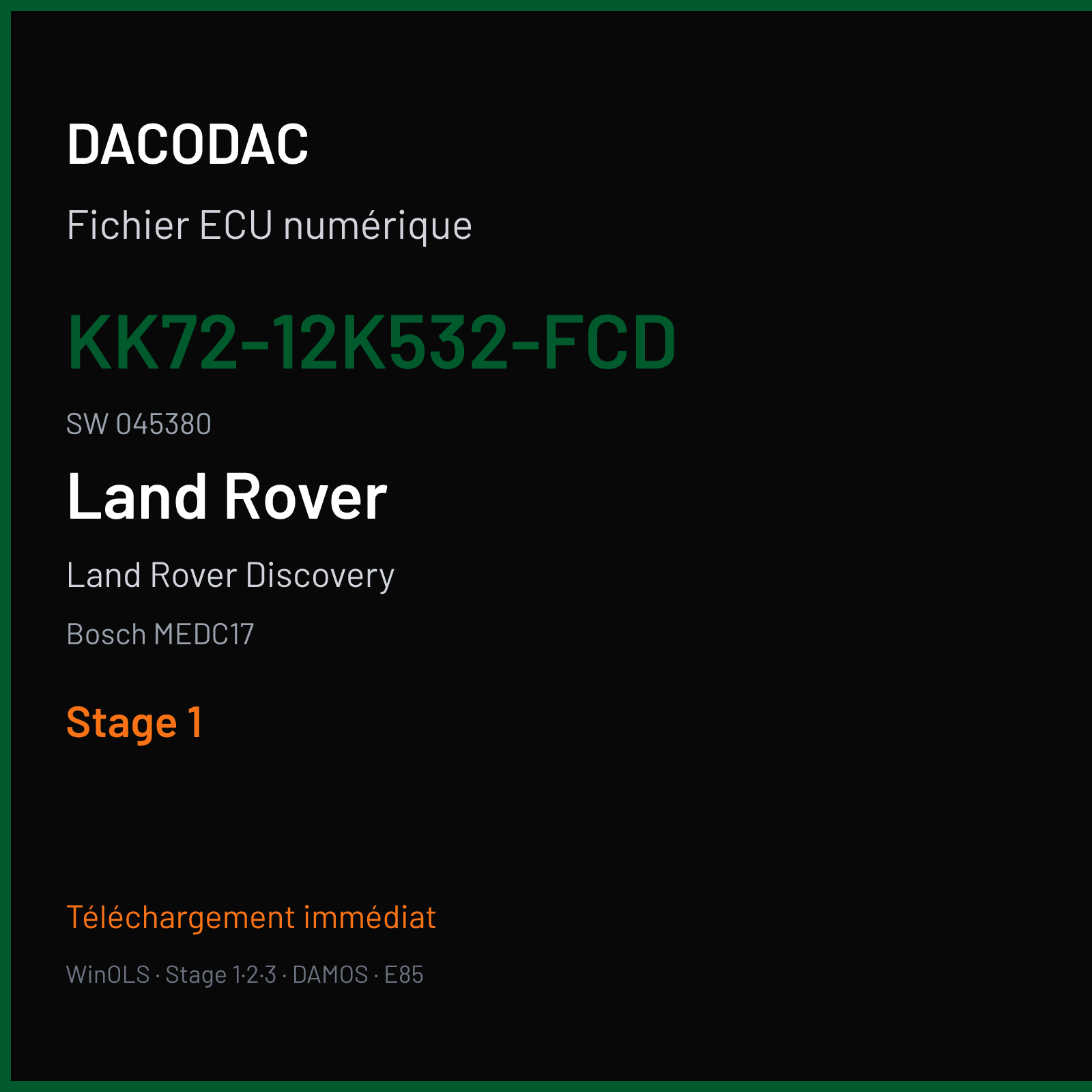 Land Rover Discovery (2019) — Bosch MEDC17 — KK72-12K532-FCD · 045380 — Stage 1