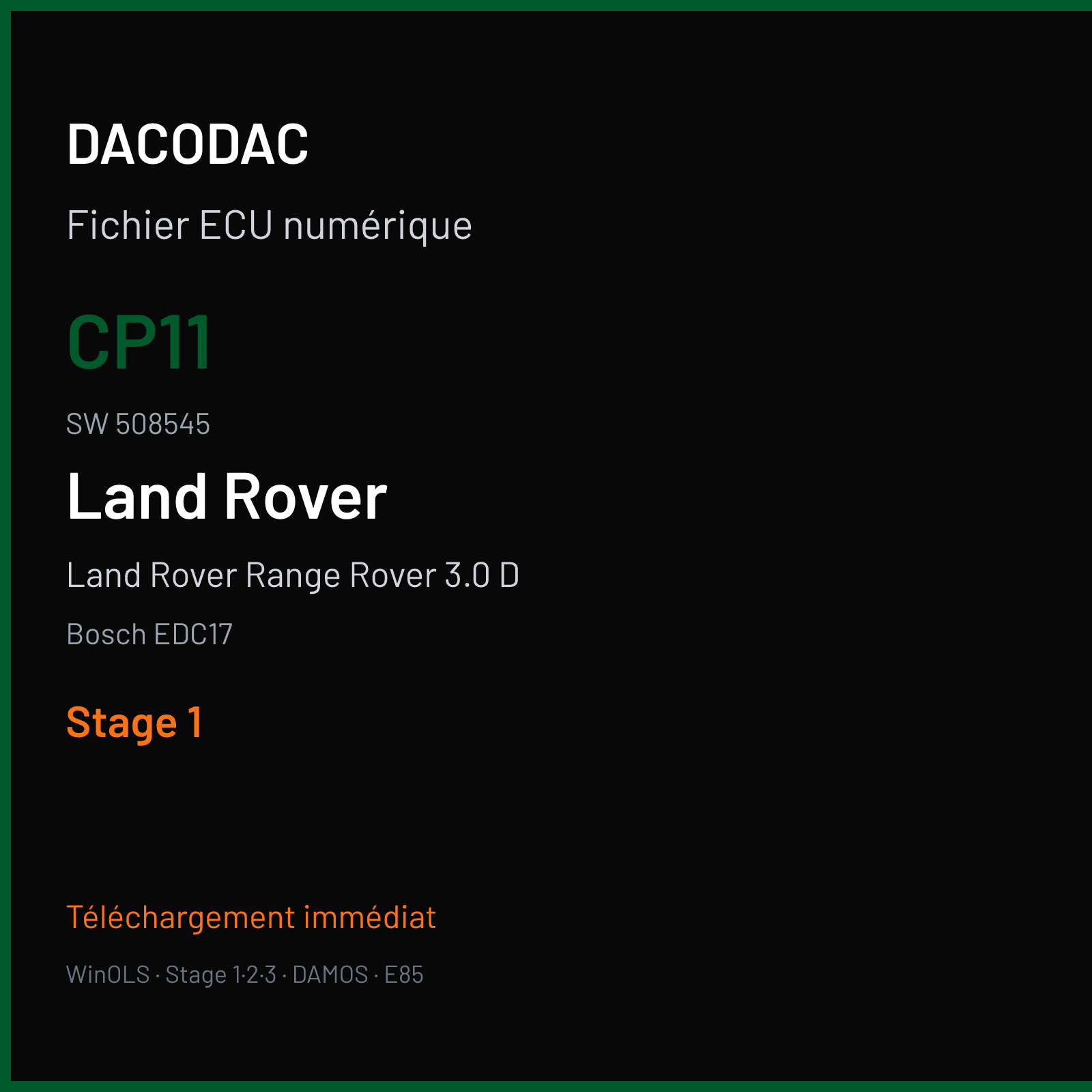 Land Rover Range Rover 3.0 D (2010) — Bosch EDC17 — CP11 · 508545 — Stage 1
