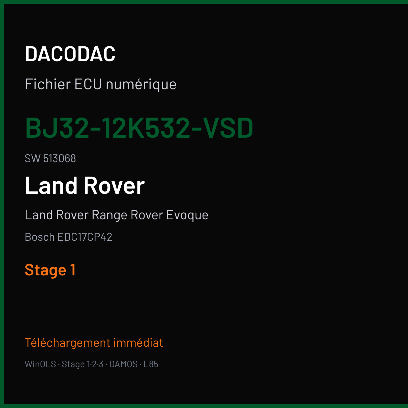 Land Rover Range Rover Evoque (2012) — Bosch EDC17CP42 — BJ32-12K532-VSD · 513068 — Stage 1