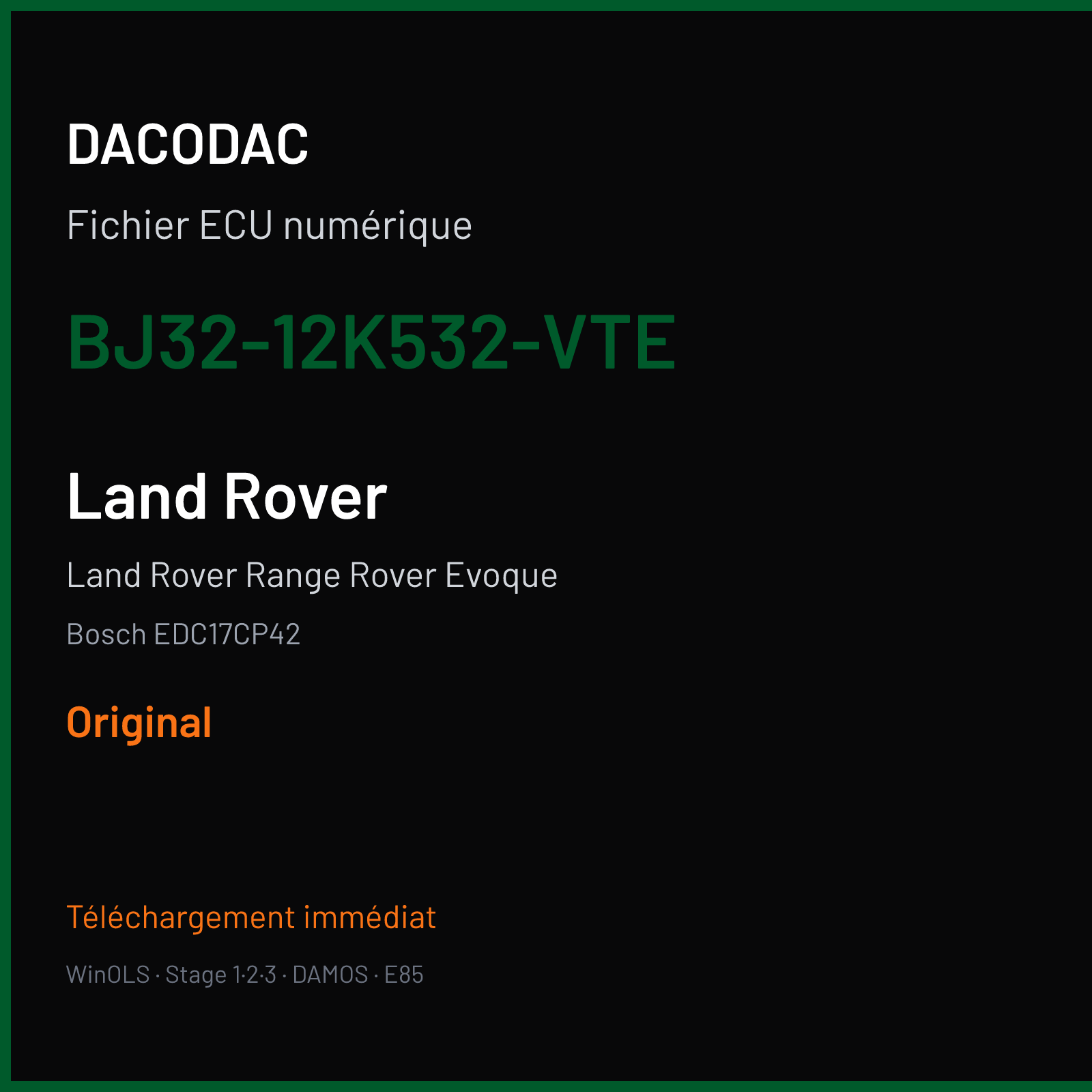 Land Rover Range Rover Evoque (2012) — Bosch EDC17CP42 — BJ32-12K532-VTE — Original