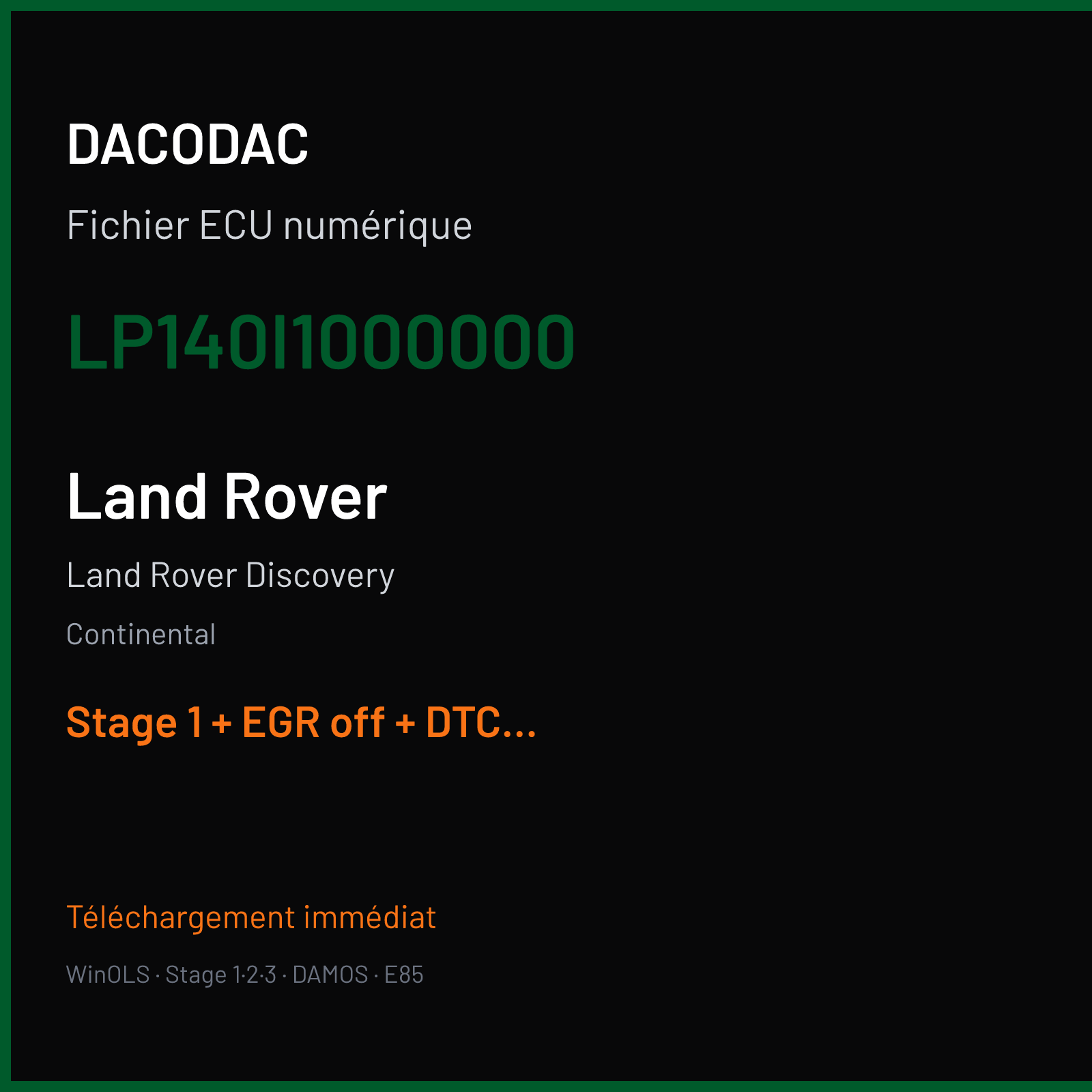 Land Rover Discovery (2007) — Continental — LP140I1000000 — Stage 1 + EGR off + DTC off