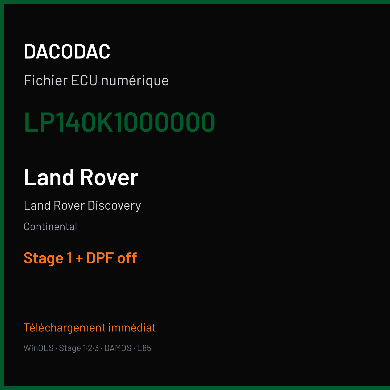 Land Rover Discovery (2007) — Continental — LP140K1000000 — Stage 1 + DPF off