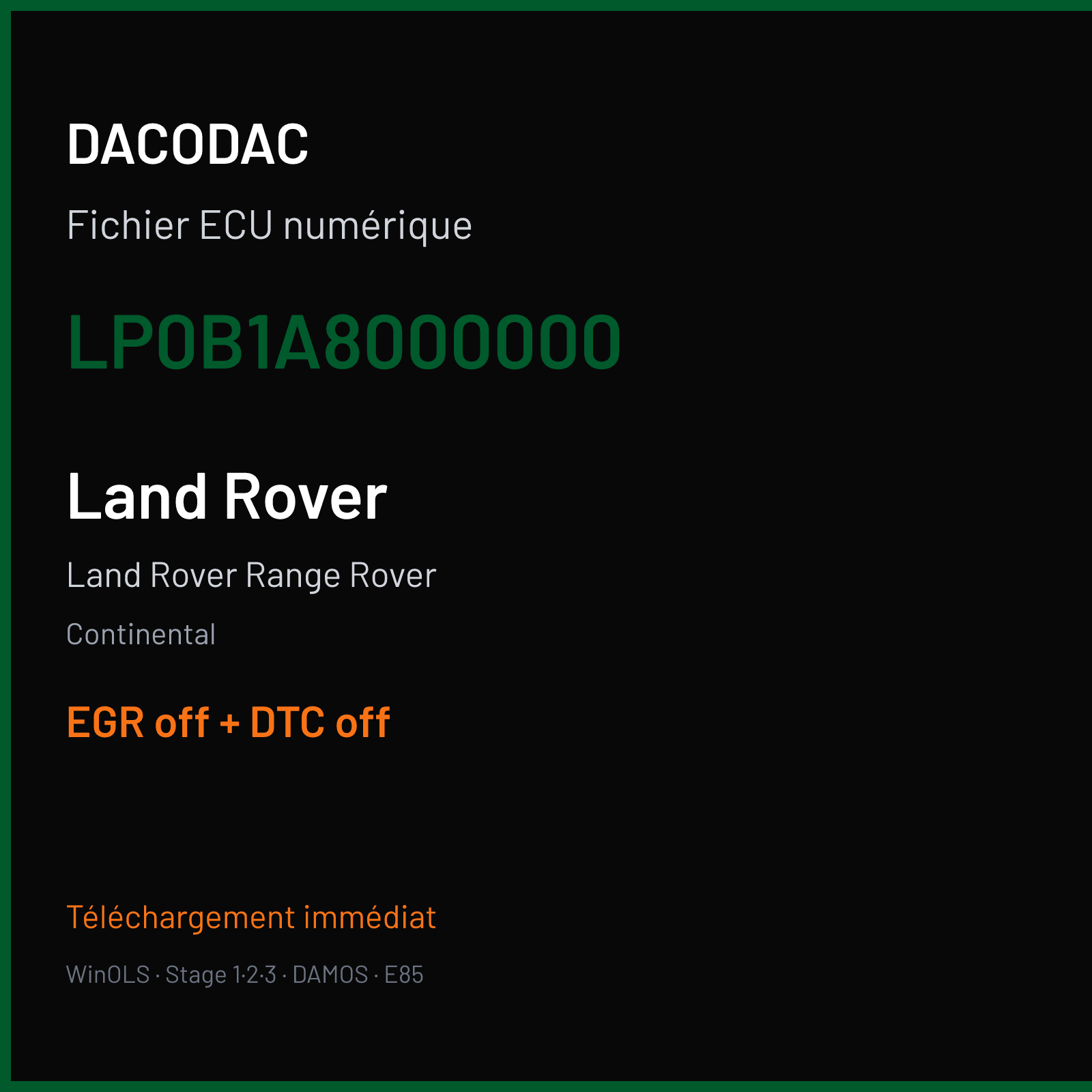 Land Rover Range Rover (2007) — Continental — LP0B1A8000000 — EGR off + DTC off