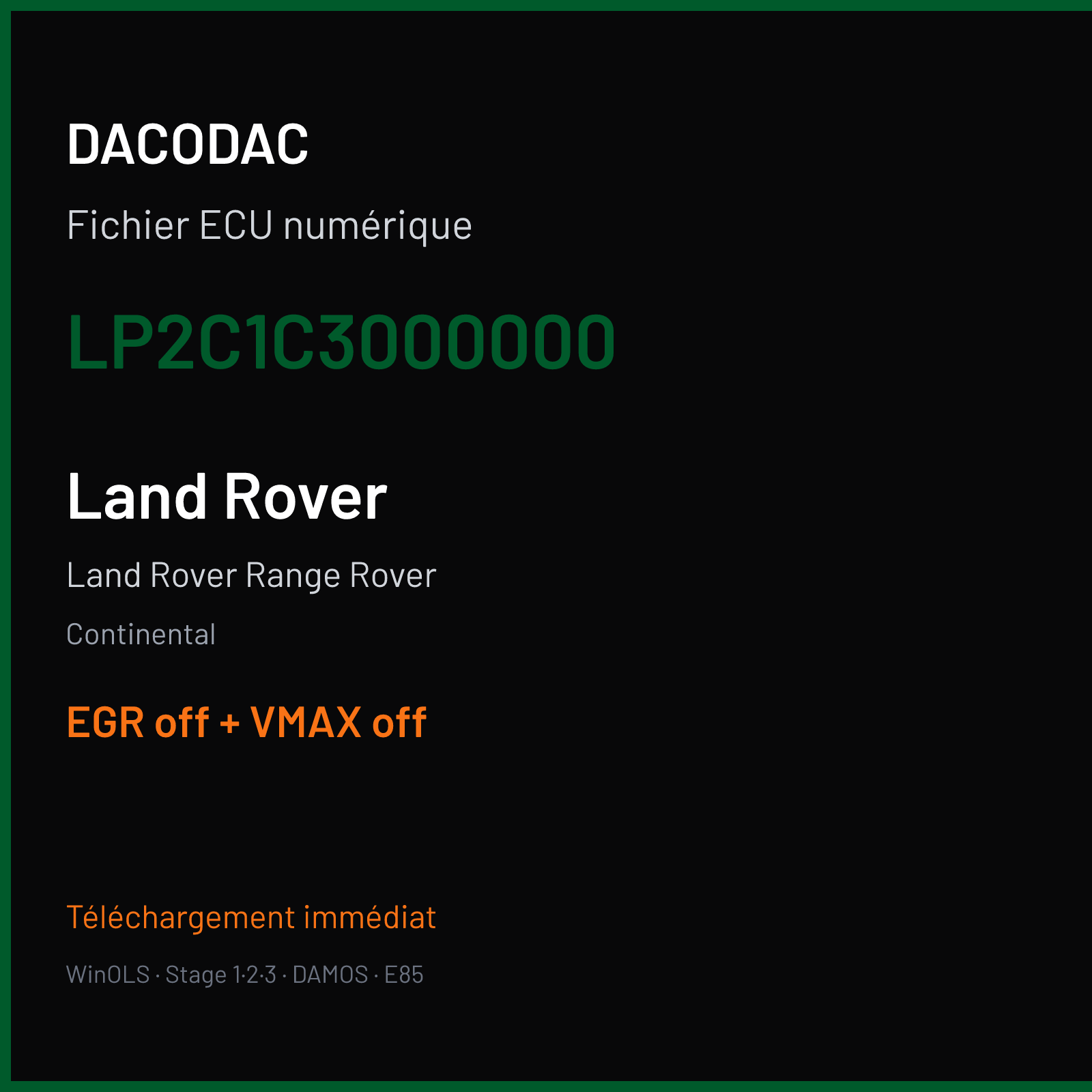 Land Rover Range Rover (2007) — Continental — LP2C1C3000000 — EGR off + VMAX off
