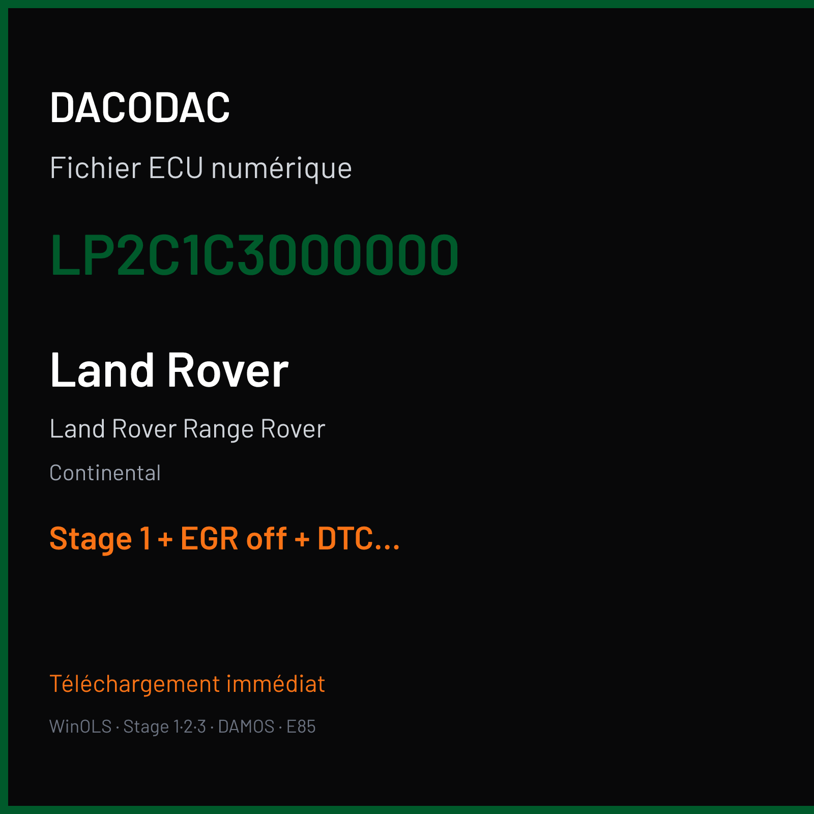 Land Rover Range Rover (2007) — Continental — LP2C1C3000000 — Stage 1 + EGR off + DTC off + VMAX off