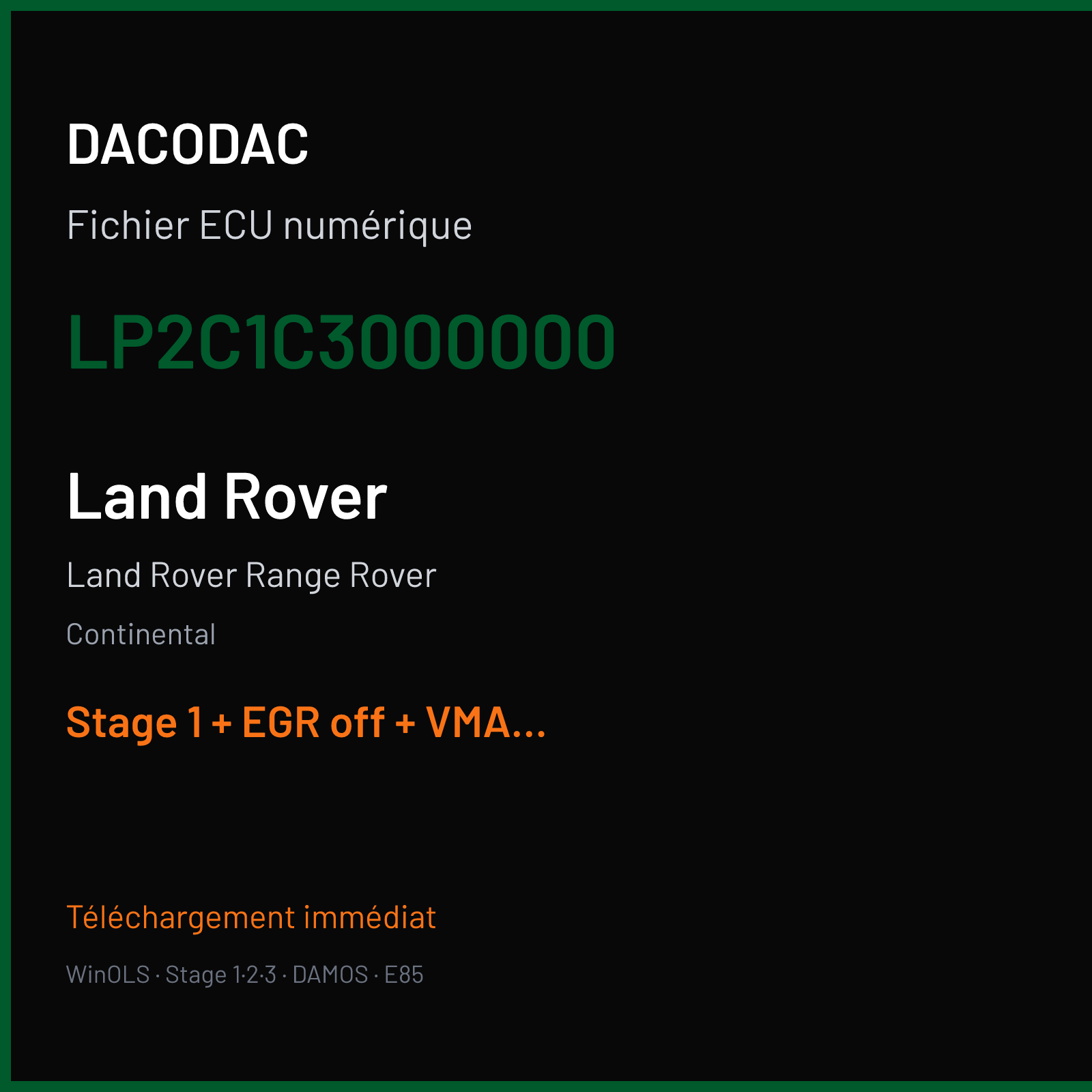 Land Rover Range Rover (2007) — Continental — LP2C1C3000000 — Stage 1 + EGR off + VMAX off