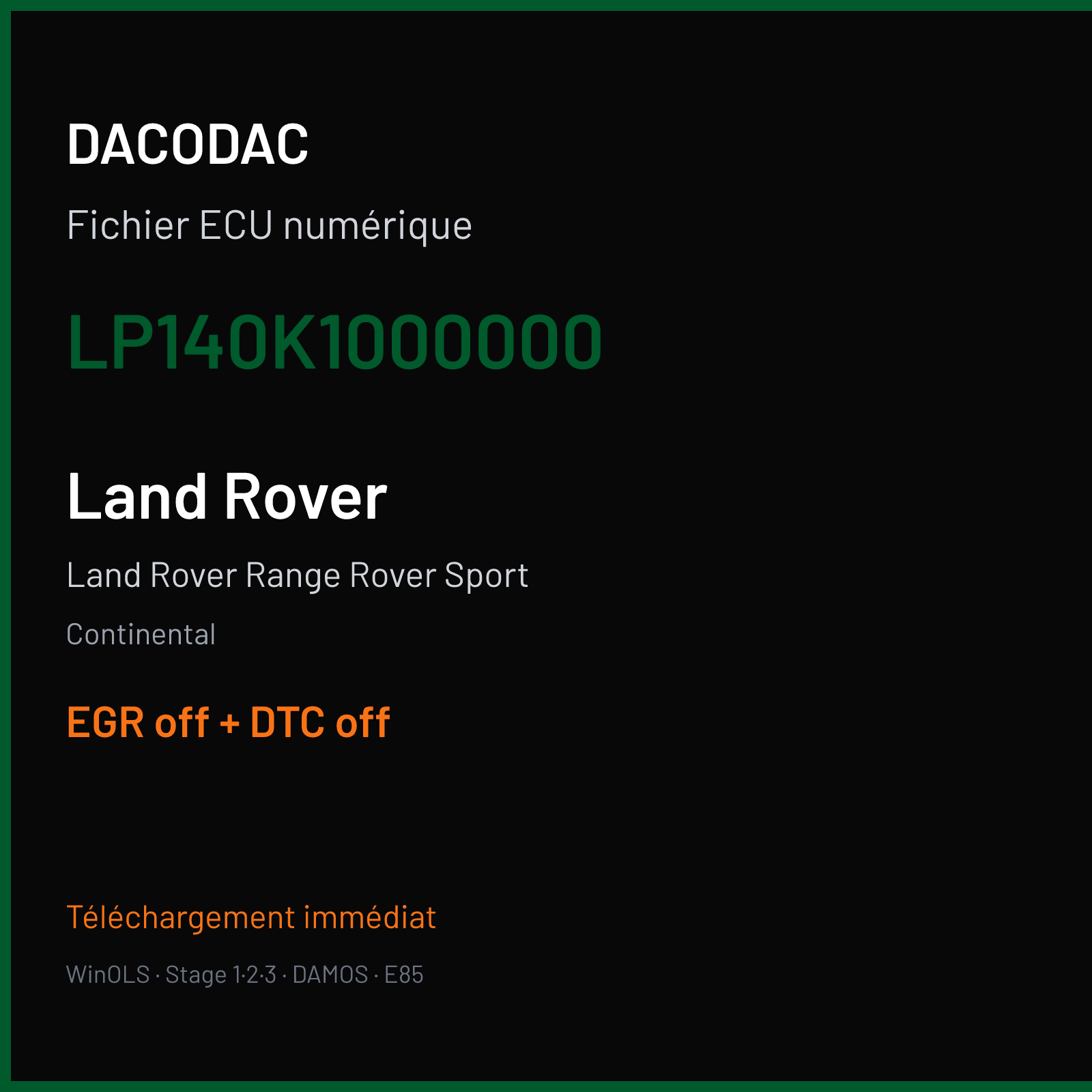 Land Rover Range Rover Sport — Continental — LP140K1000000 — EGR off + DTC off
