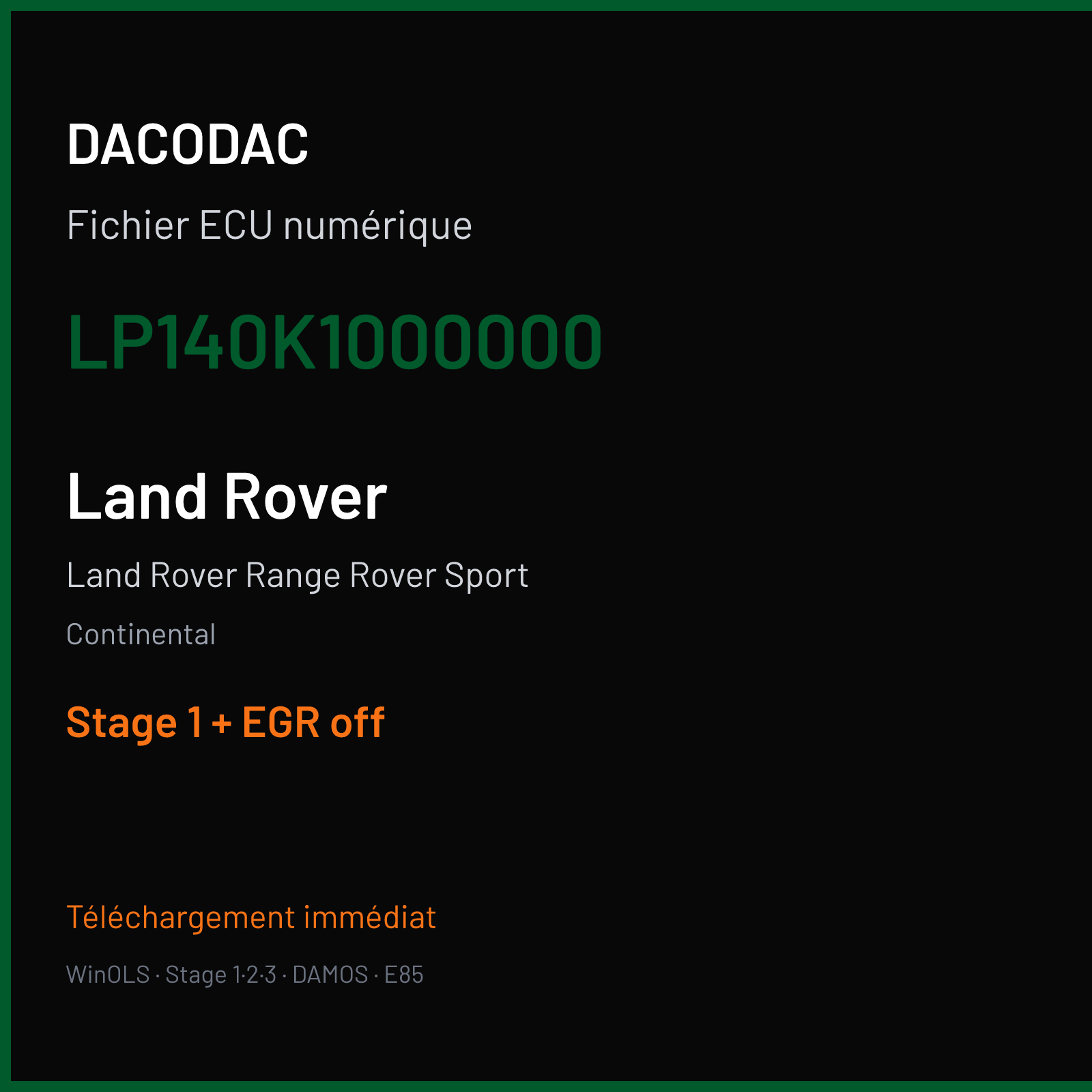 Land Rover Range Rover Sport (2009) — Continental — LP140K1000000 — Stage 1 + EGR off
