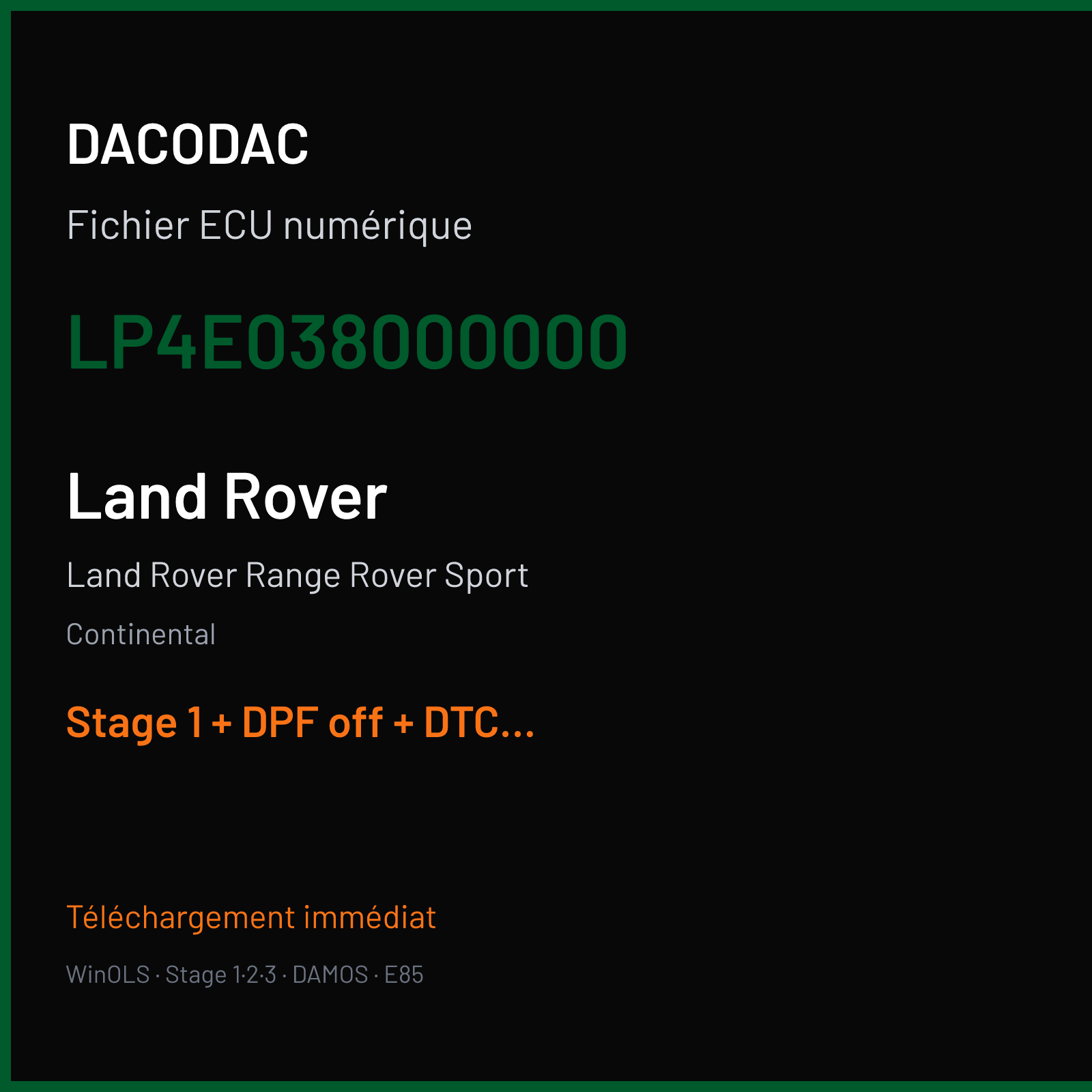Land Rover Range Rover Sport (2007) — Continental — LP4E038000000 — Stage 1 + DPF off + DTC off