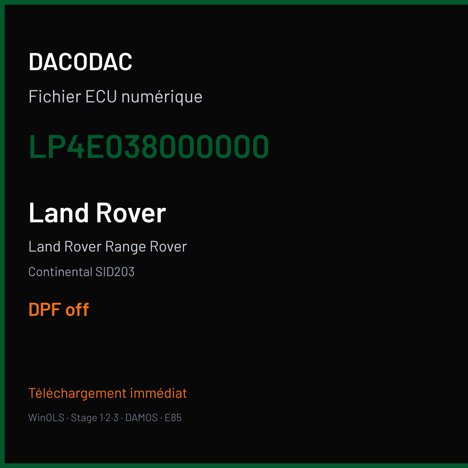 Land Rover Range Rover (2010) — Continental SID203 — LP4E038000000 — DPF off