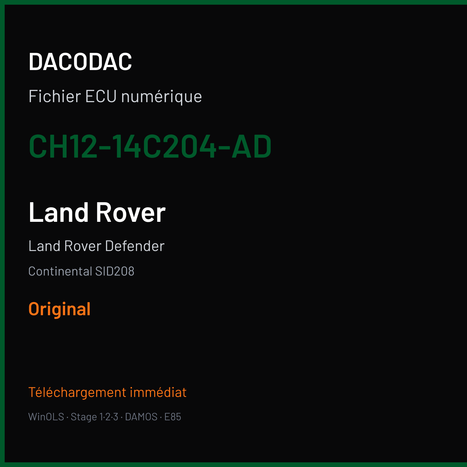 Land Rover Defender (2013) — Continental SID208 — CH12-14C204-AD — Original