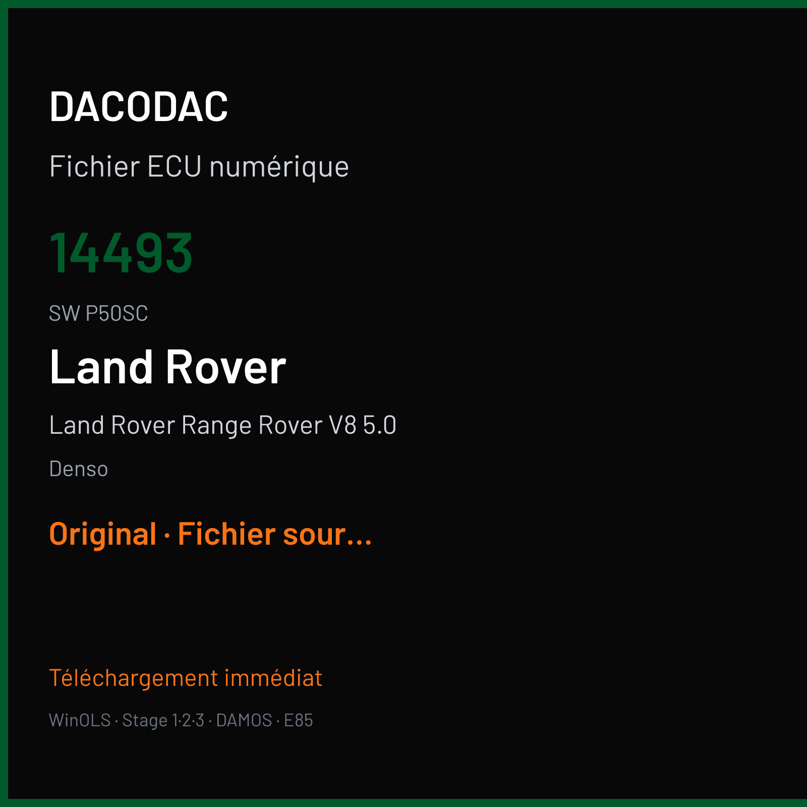 Land Rover Range Rover V8 5.0 (2010) — Denso — 14493 · P50SC — Original